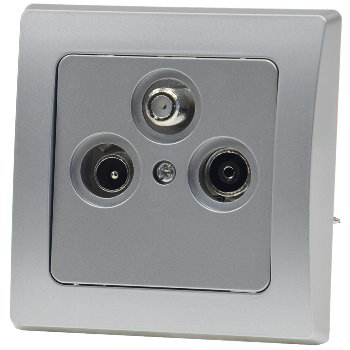 DELPHI Antennendose TV+Radio+Sat / inkl. Rahmen, UP, silber