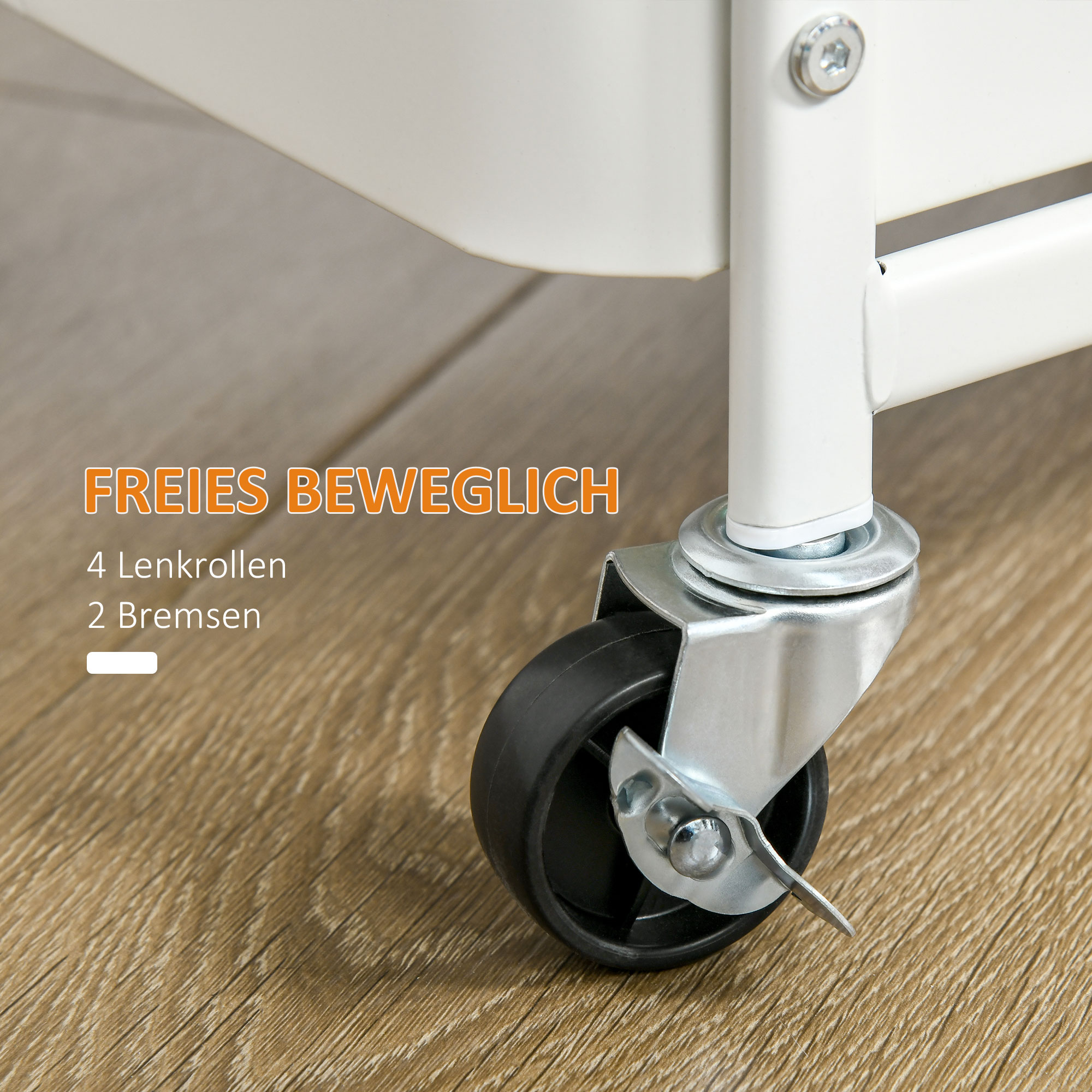 Küchentrolley mit Lochtafel, Handtuchhaltern und Aufbewahrungskörben, 51,5 cm x 32 cm x75,6 cm, Weiß