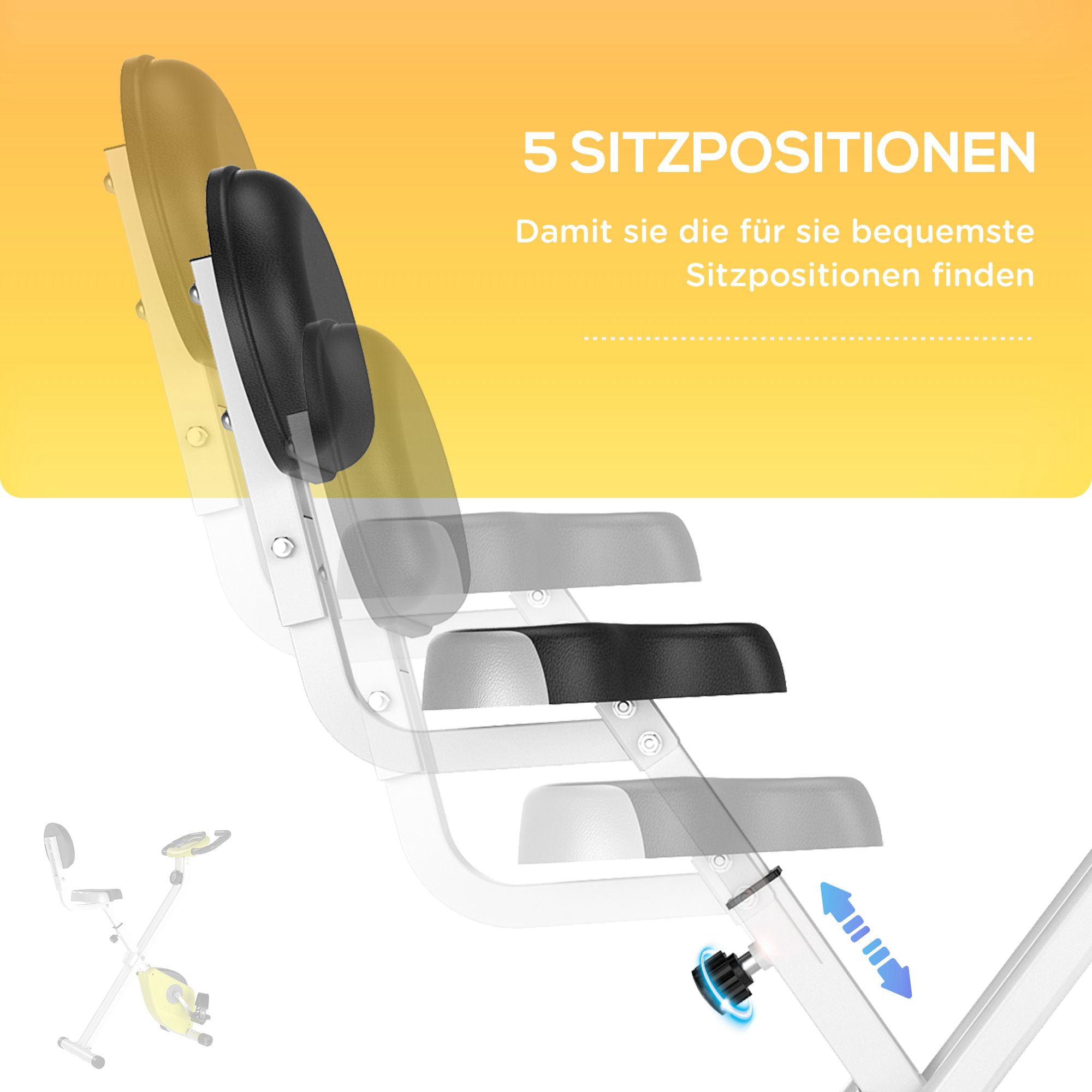 Heimtrainer Fahrradtrainer klappbar Magnetisch Hometrainer Fahrrad mit LCD Monitor, 8 stufig einstellbarem Magnetwiderstand, Platzsparend Fitnessbikes für Zuhause Gelb+Weiß