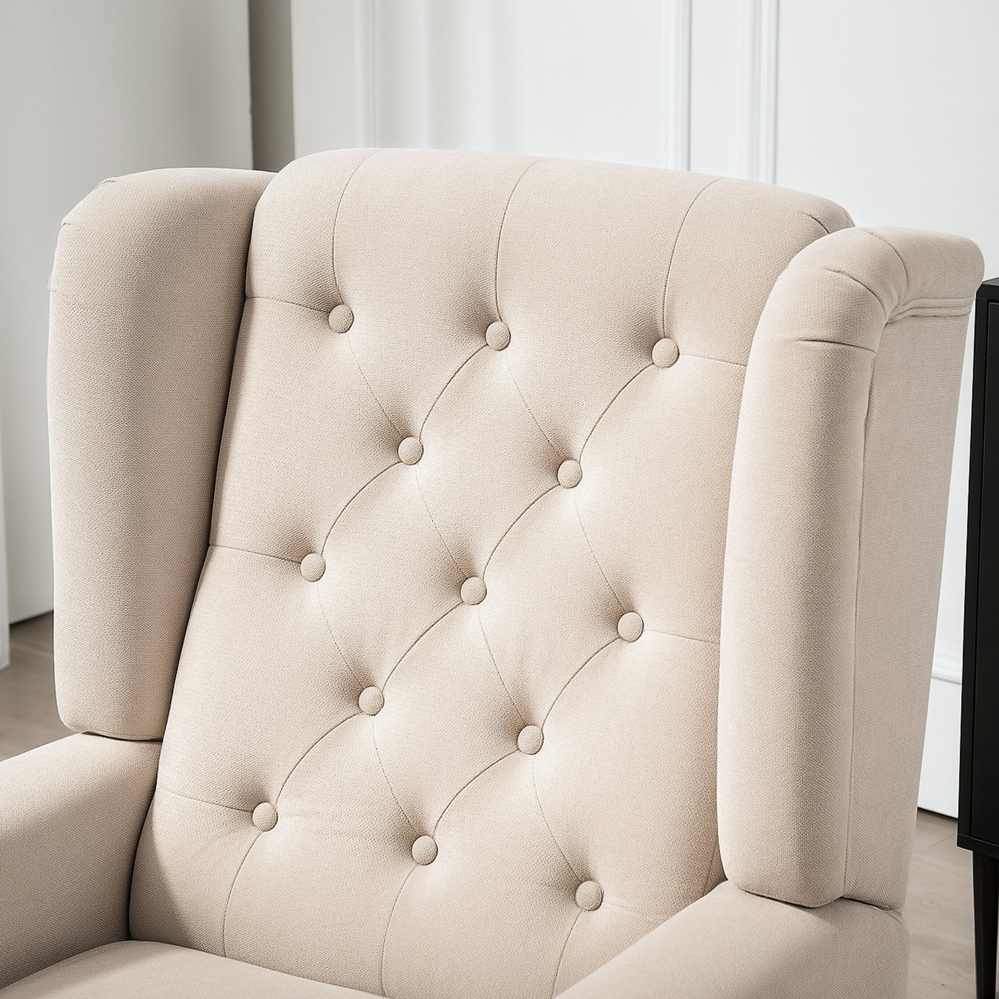 Eleganter Ohrensessel, dick gepolstert, abnehmbarer Bezug, 74 x 87 x 102 cm, Beige
