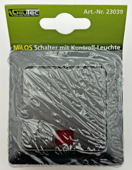MILOS Kontroll-Schalter mit Lämpchen, 250V~/ 10A, inkl. Rahmen, UP, Anthrazit