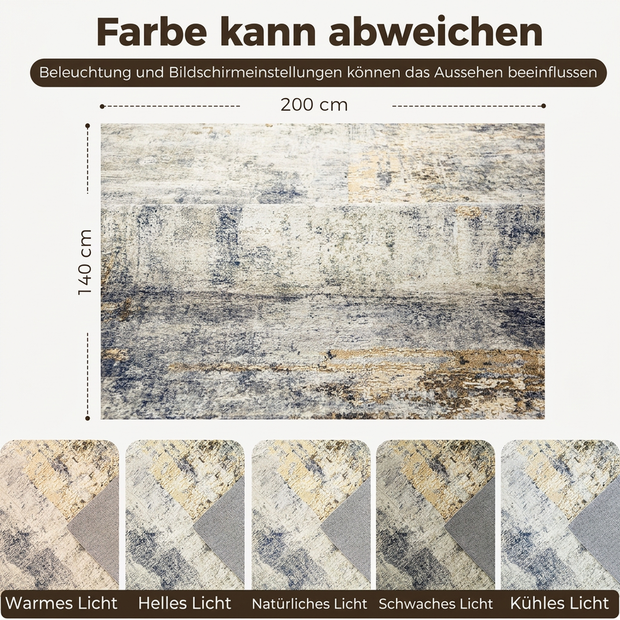 Wohnzimmerteppich, Polyester, modernes künstlerisches Muster, waschbar, Grau