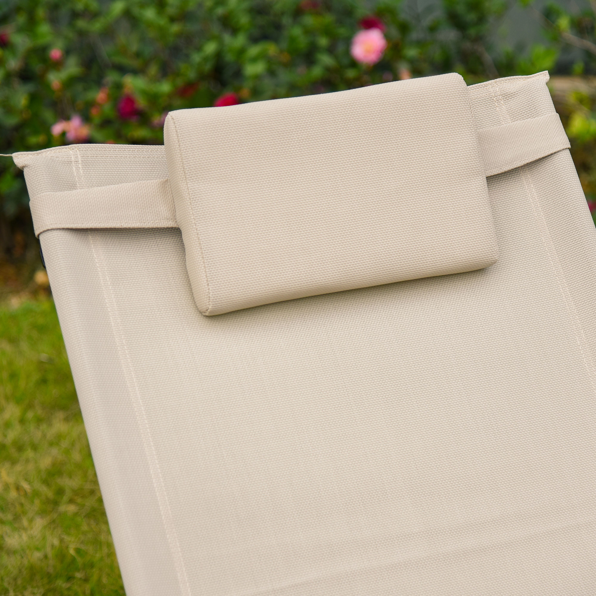 Schaukelstuhl Schwingsessel Gartenstuh Schaukelliege Metall Mesh Beige 150 x 62 x 88 cm