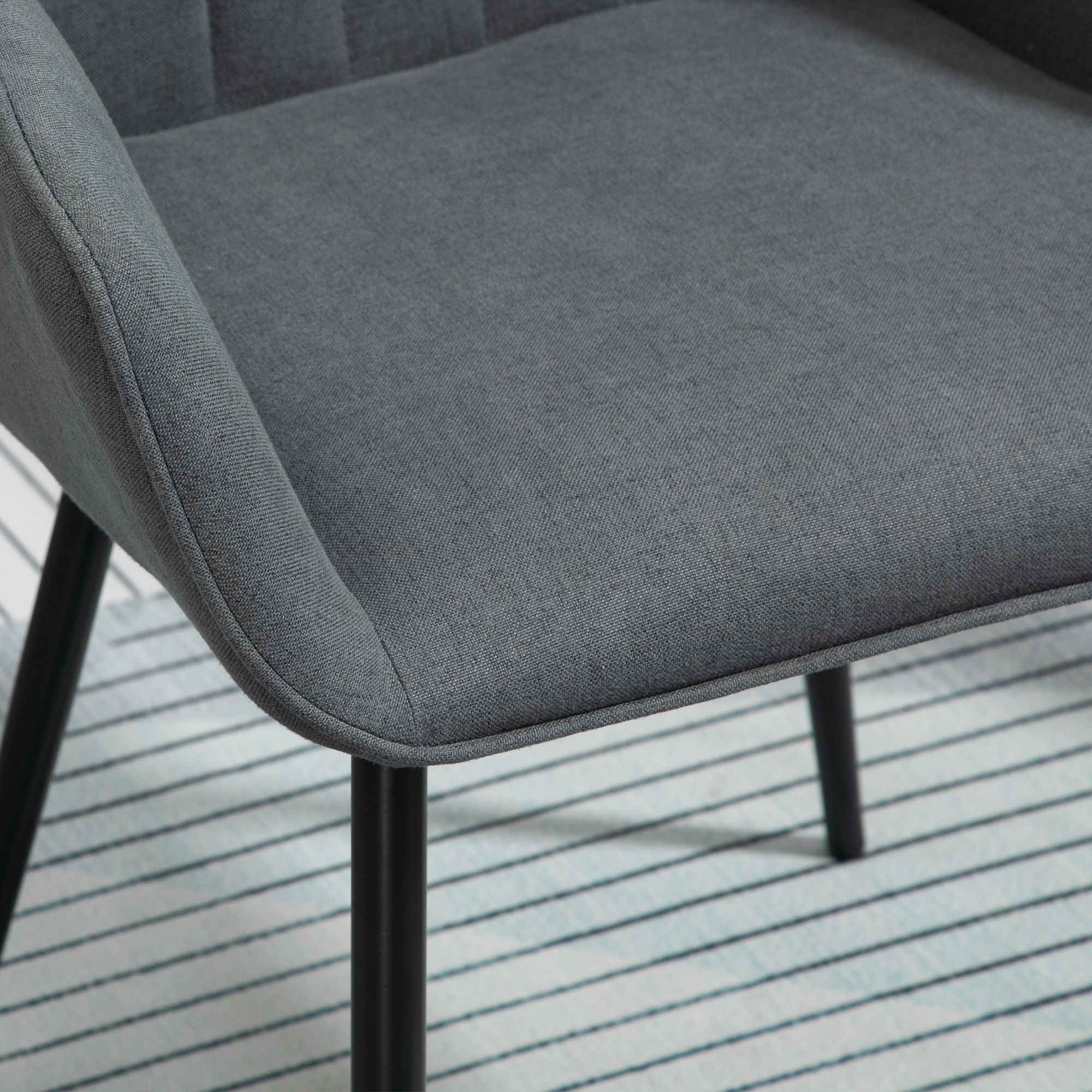 2er Set Esszimmerstühle Essstühle Polsterstuhl mit atmungsaktivem Leinenbezug Wohnzimmerstuhl Sessel Küchenstuhl mit Rückenlehne Armlehne Leinen Dunkelgrau 59,5 x 56,5 x 81 cm