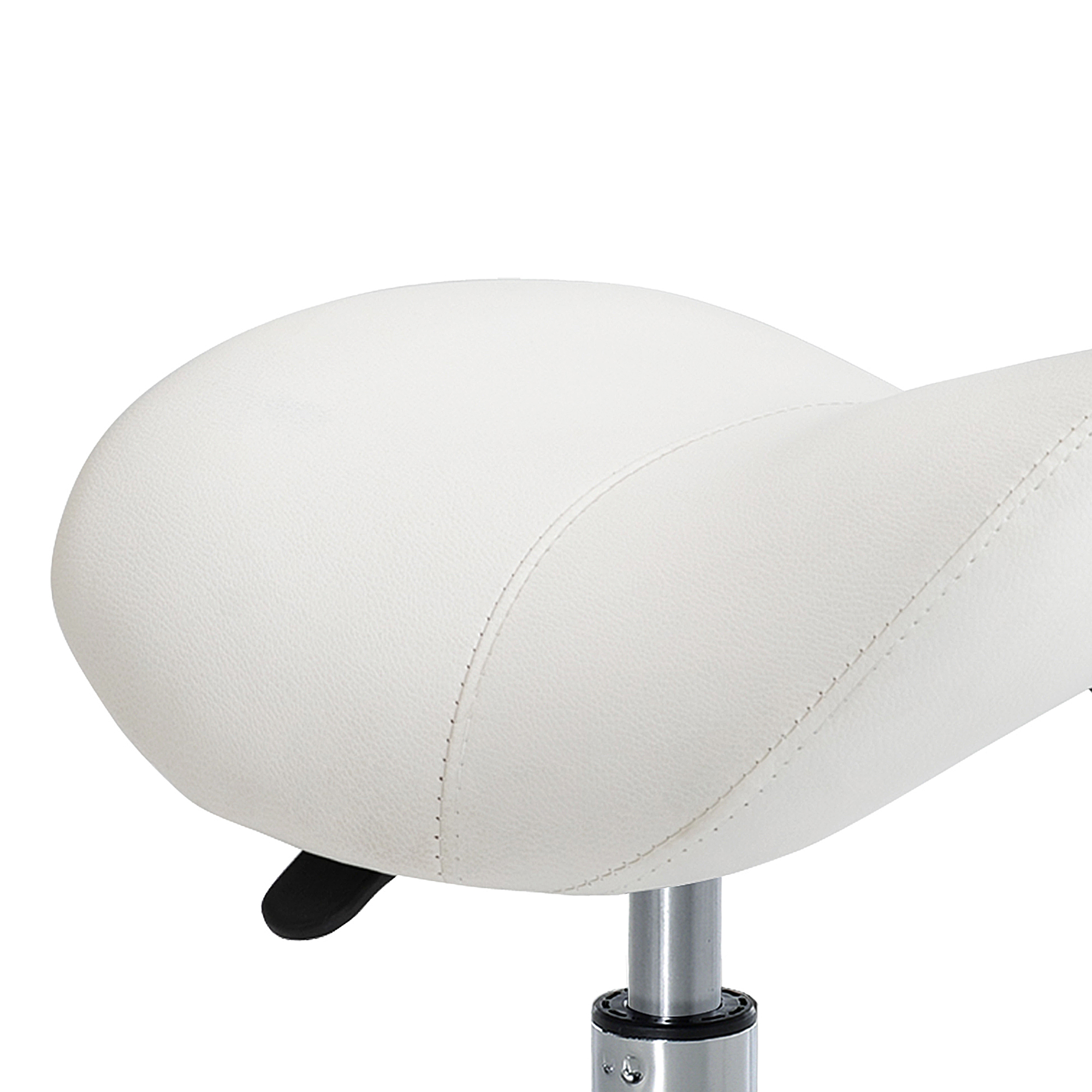 Rollhocker höhenverstellbar Drehhocker 49-61 cm Arbeitshocker drehbar Sattelhocker für Büro Salon Massage Spa Weiß