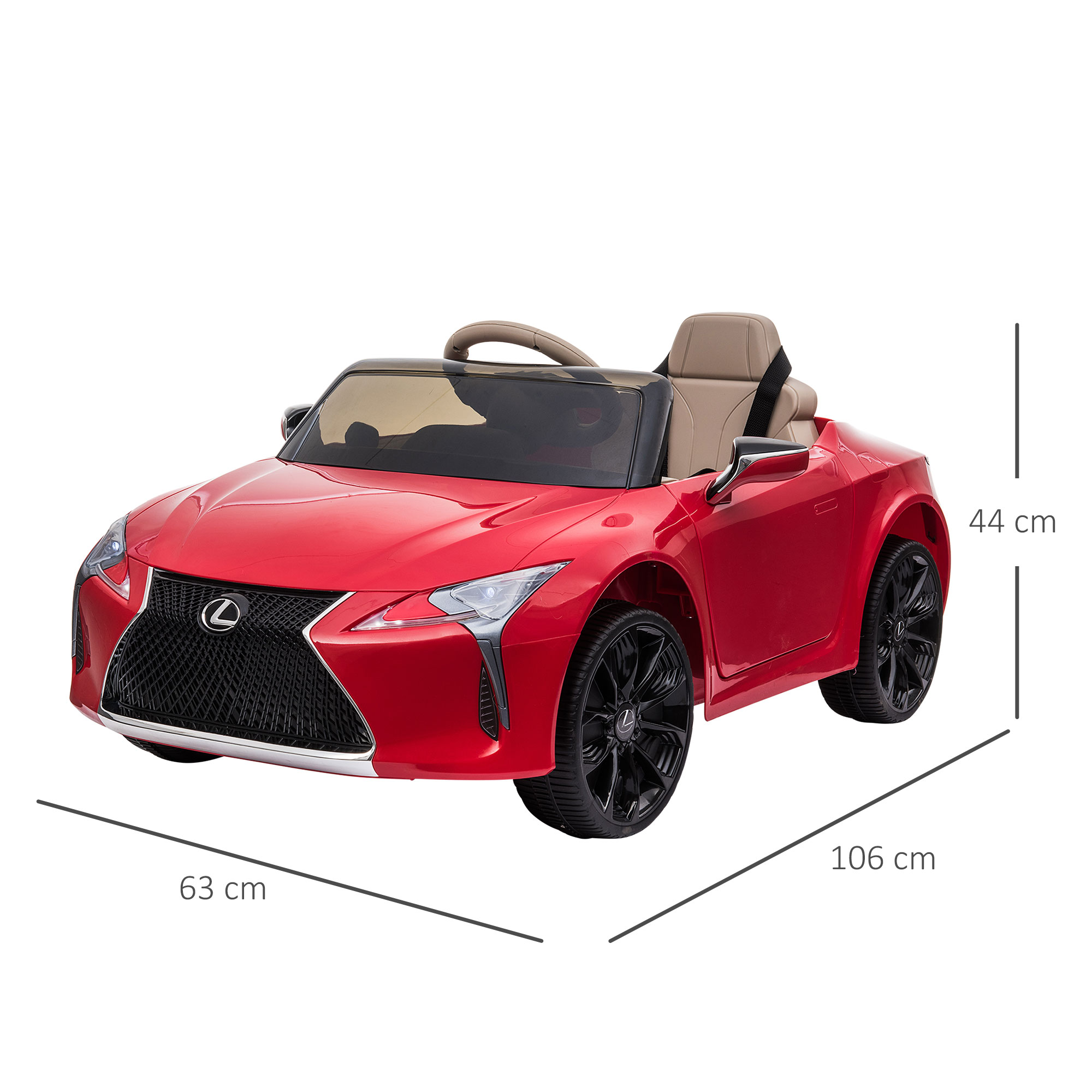Kinderauto von Lexus Kinderfahrzeug für 3-6 Jahre Elektroauto mit MP3 Musik Rot 106 x 43 x 44 cm