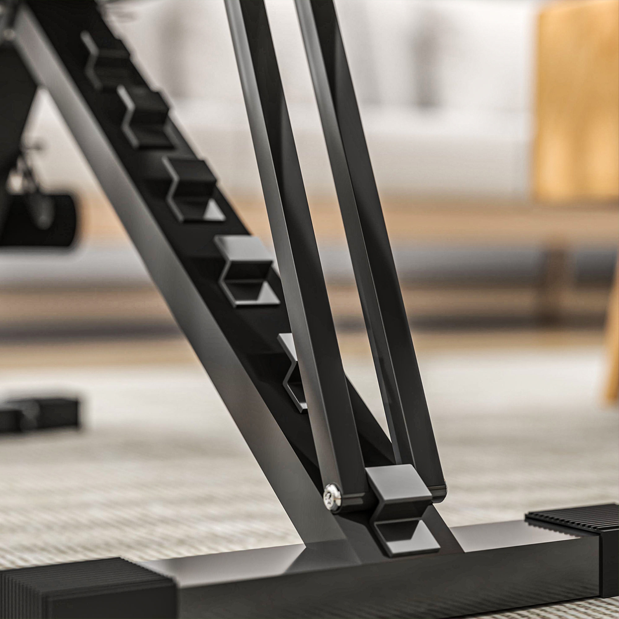 Klappbare Workout-Bank, 6-stufige Rückenlehne, 4-stufiger Sitz, Metall, gepolstert, Schwarz