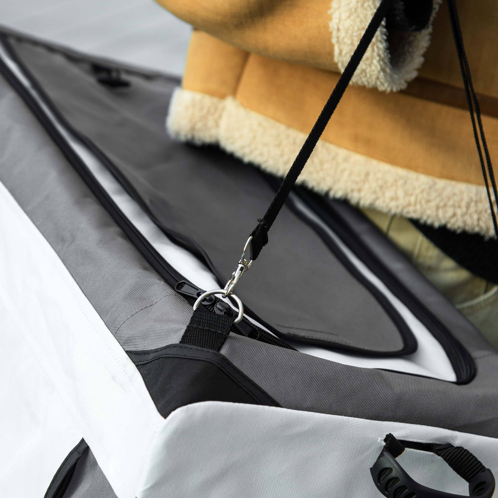 Hundbuggy Haustierbuggy bis 10kg klappbar abnehmbarer Korb 81 x 58 x 97,5 cm Schwarz + Grau + Weiß