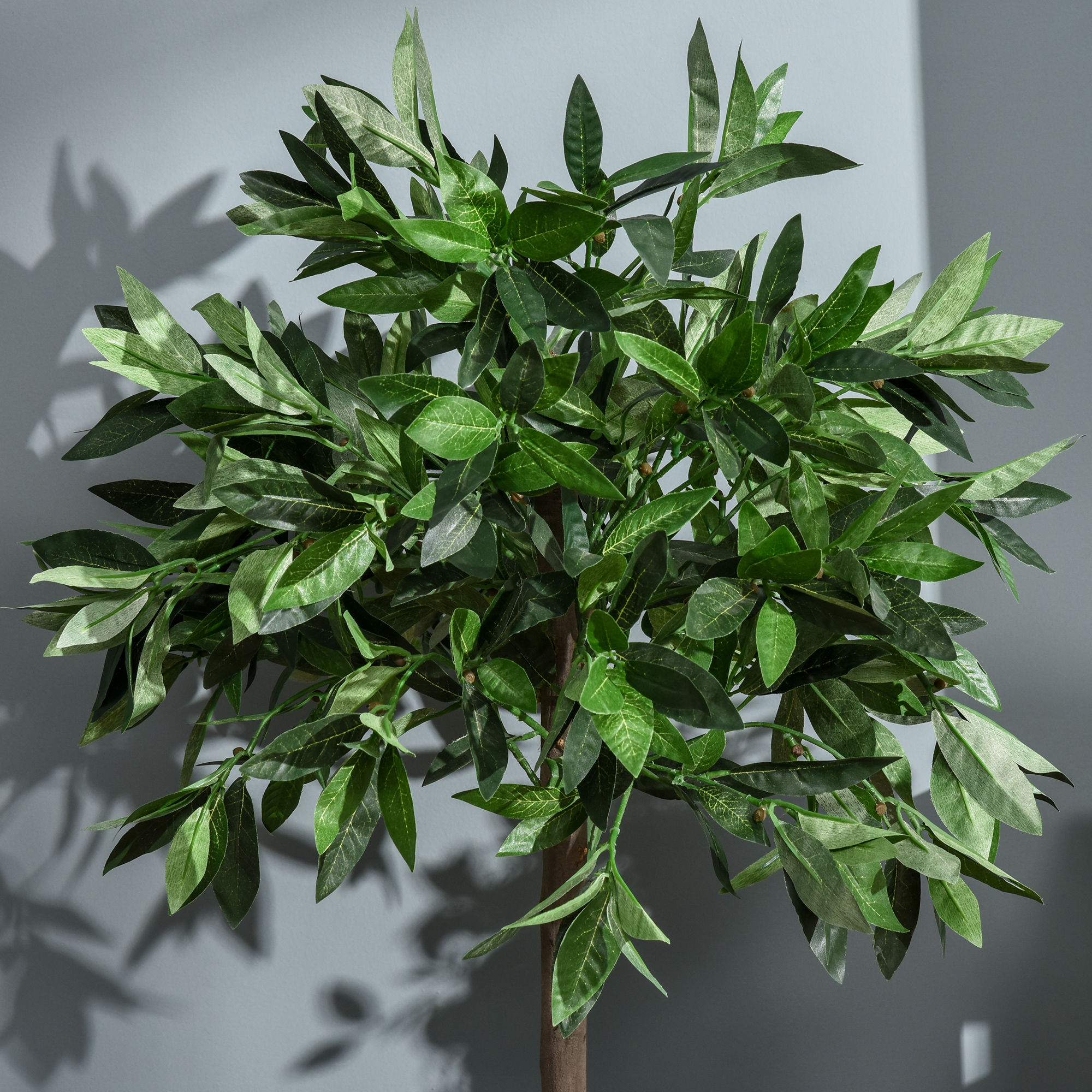2er-Set künstlicher Lorbeerbaum, 90 cm, Kunstpflanzen im Zementtopf, Kunststoff-Pflanzen für drinnen und draußen, Grün