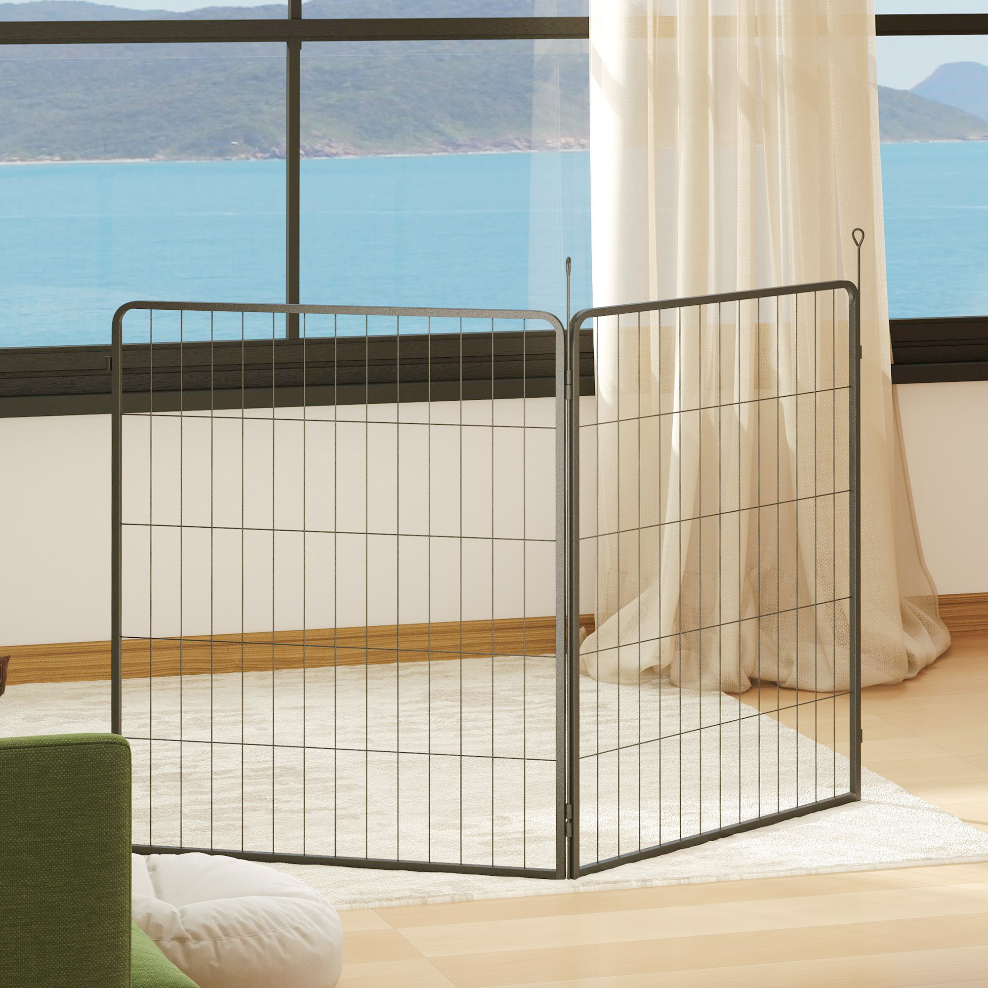 2er-Set Erweiterung für Welpengehege, Hundezaun-Paneele, Haustierspielplatz, Welpenzaun aus Stahl, Grau