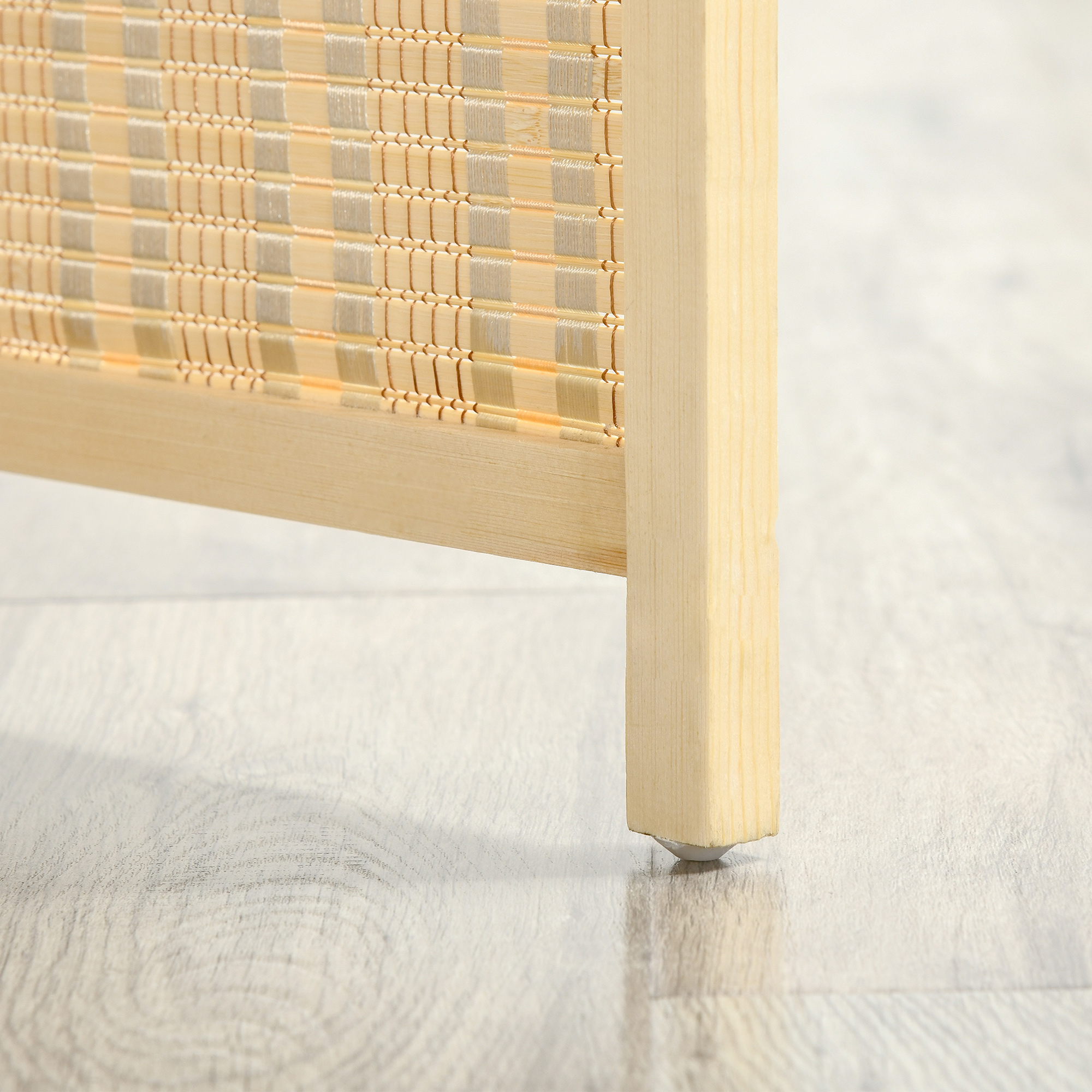 Raumteiler, Raumtrenner aus Bambus, 2 Regale, faltbar, Fußpads, Natur