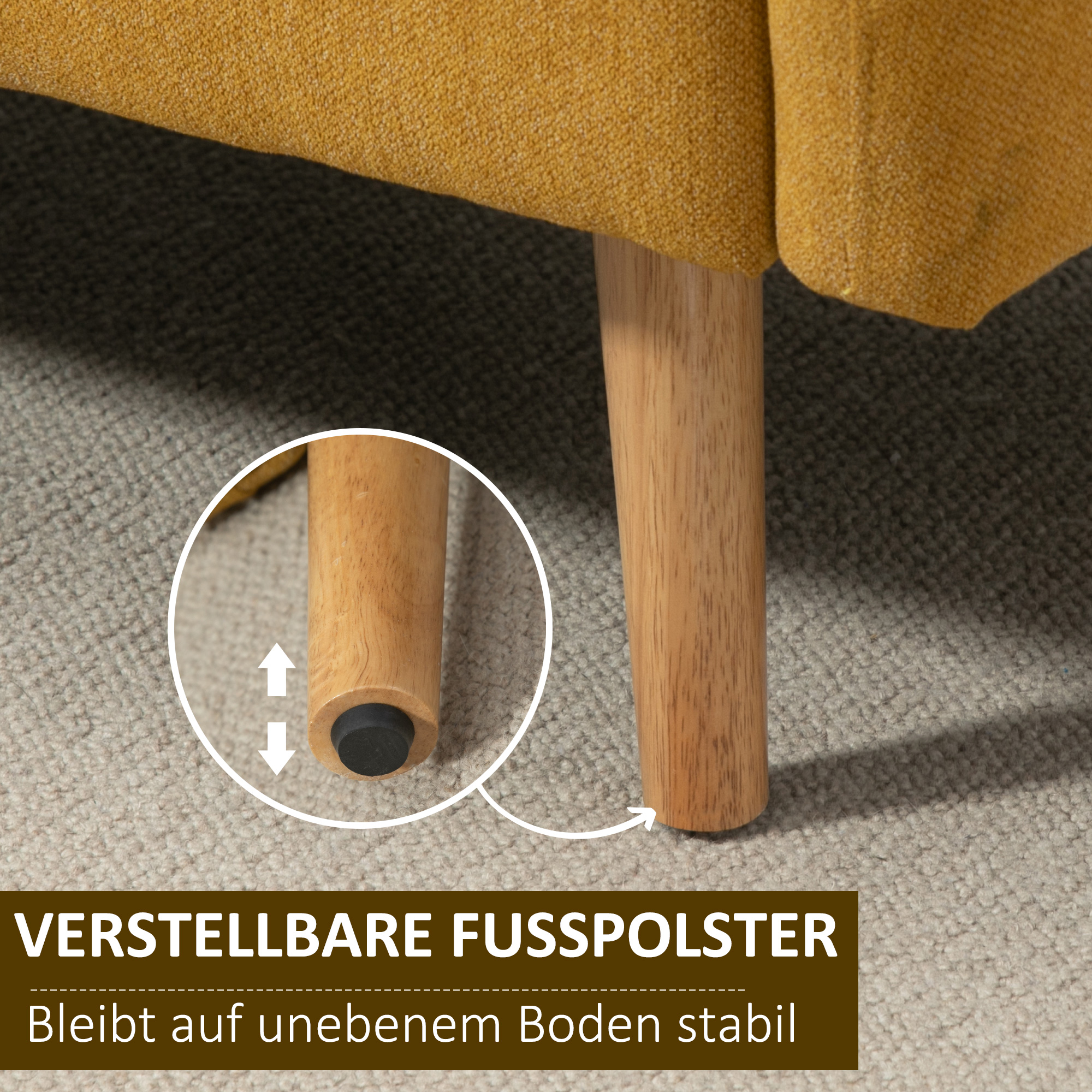 2 Sitzer Sofa, Couch mit 2 Wurfkissen, gepolsterter Doppelsofa, Polstersofa mit Samtopik, Armlehne, Loveseat für Wohnzimmer, Schlafzimmer,  130 x 70 x 80 cm, Gelb
