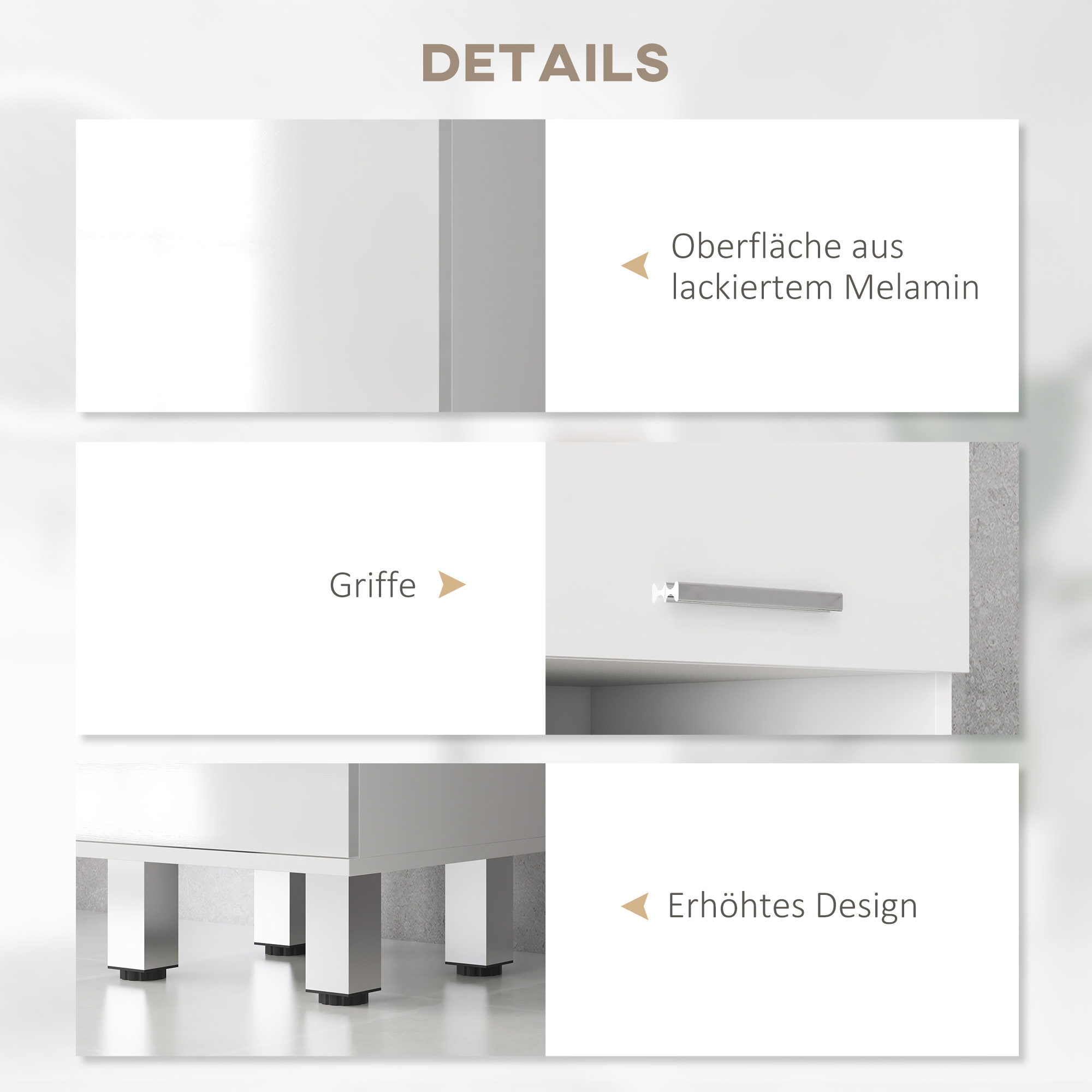 Badezimmerschrank, Badkommode, mit Regalen und Schublade, verstellbar, Weiß