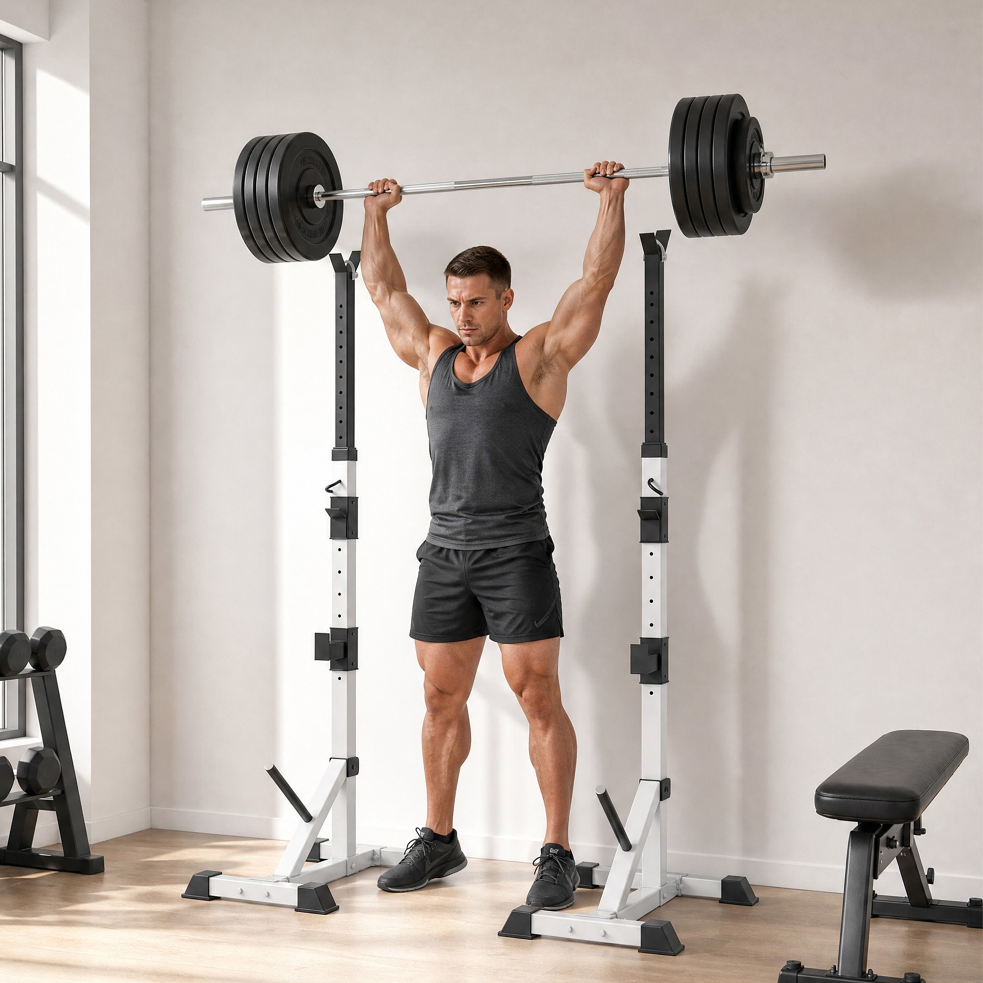 2er Set Hantelständer 3 Ebenen Höhenverstellbar Hantelablage aus Stahl bis 200 kg belastbar Silber+Schwarz