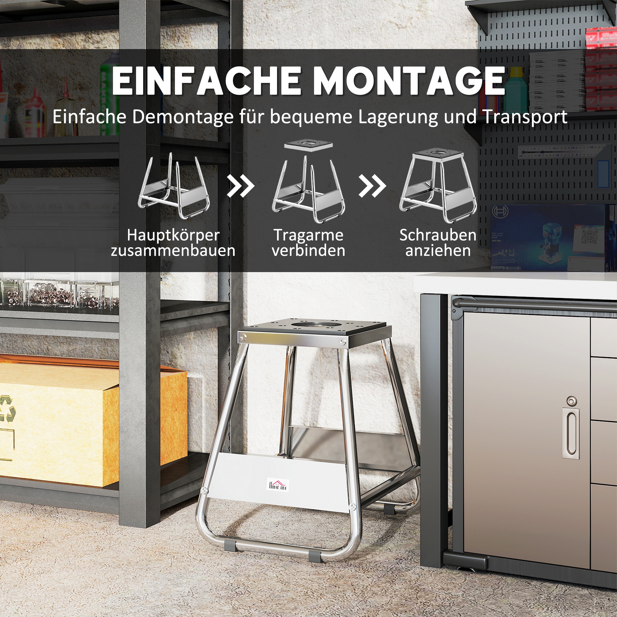 Motorrad Ständer, universal Motorrad Halterung bis 500kg belastbar, Motorradständer Stahl Grau