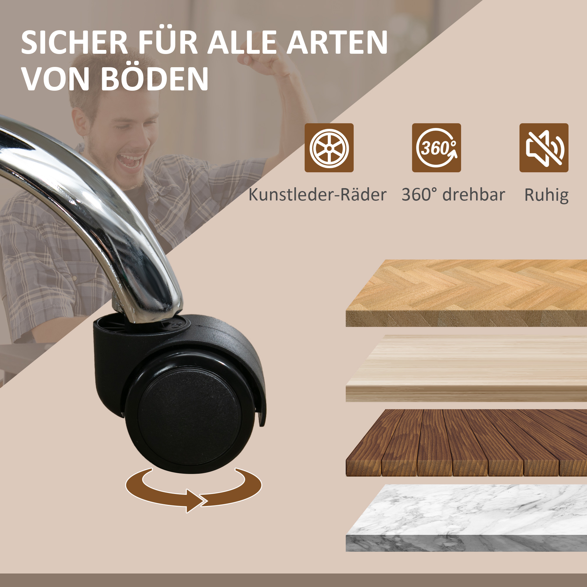 ergonomischer Bürostuhl mit Massagefunktion, Fußstütze, drehbar, rollbar, Grau