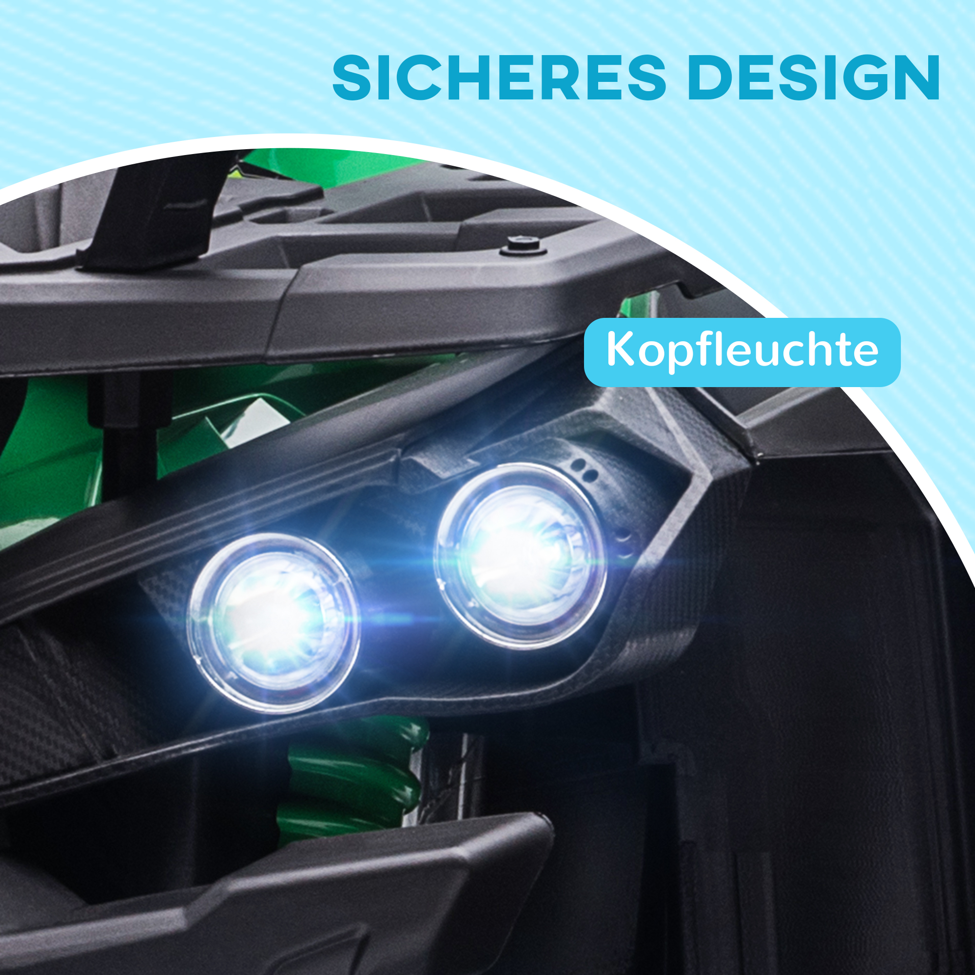 Elektroquad für Kinder, Licht & Musikanschluss, 3-8 km/h, für 3-5 Jahre, Grün