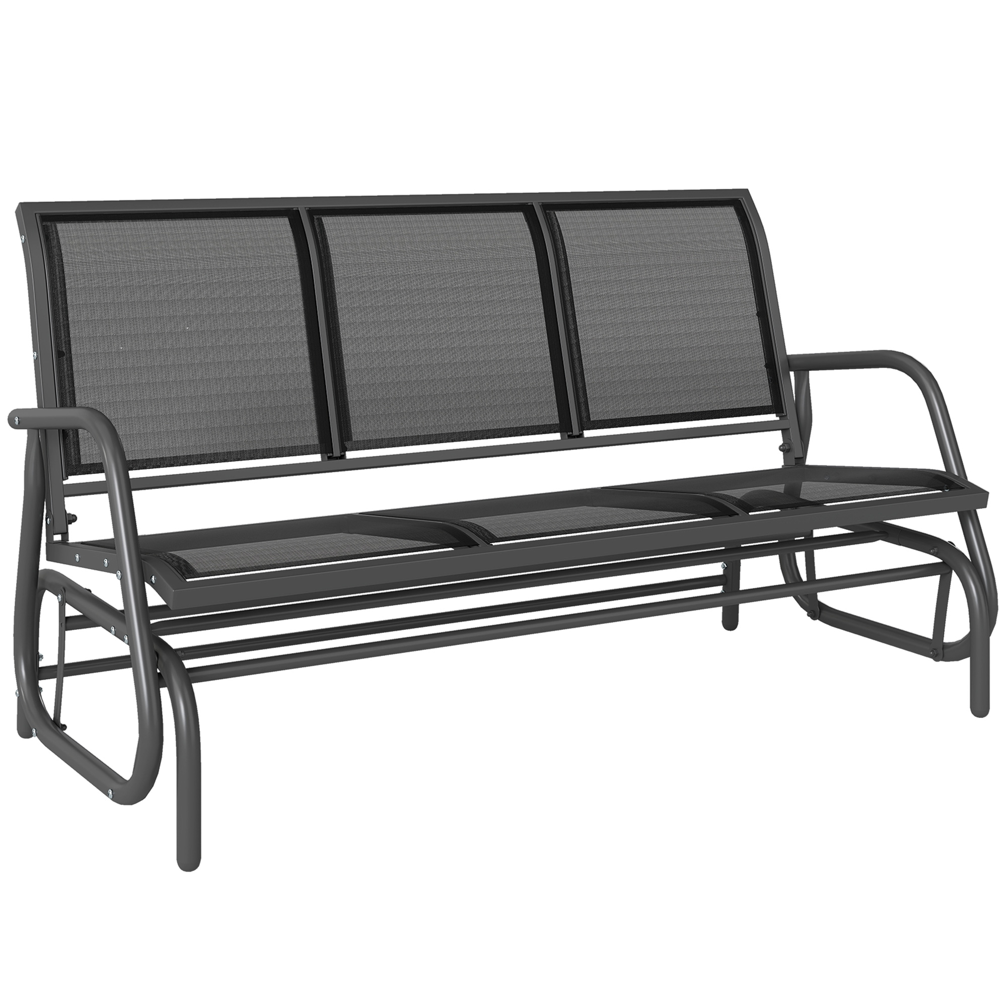 3-Sitzer Schaukelstuhl Gartenbank mit Schaukelmechanismus Gartenschaukel Sitzbank aus Metall Parkbank bis 300 kg belastbar Gartenmöbel für Garten, Terrasse, 147 x 70 x 85 cm Dunkelgrau
