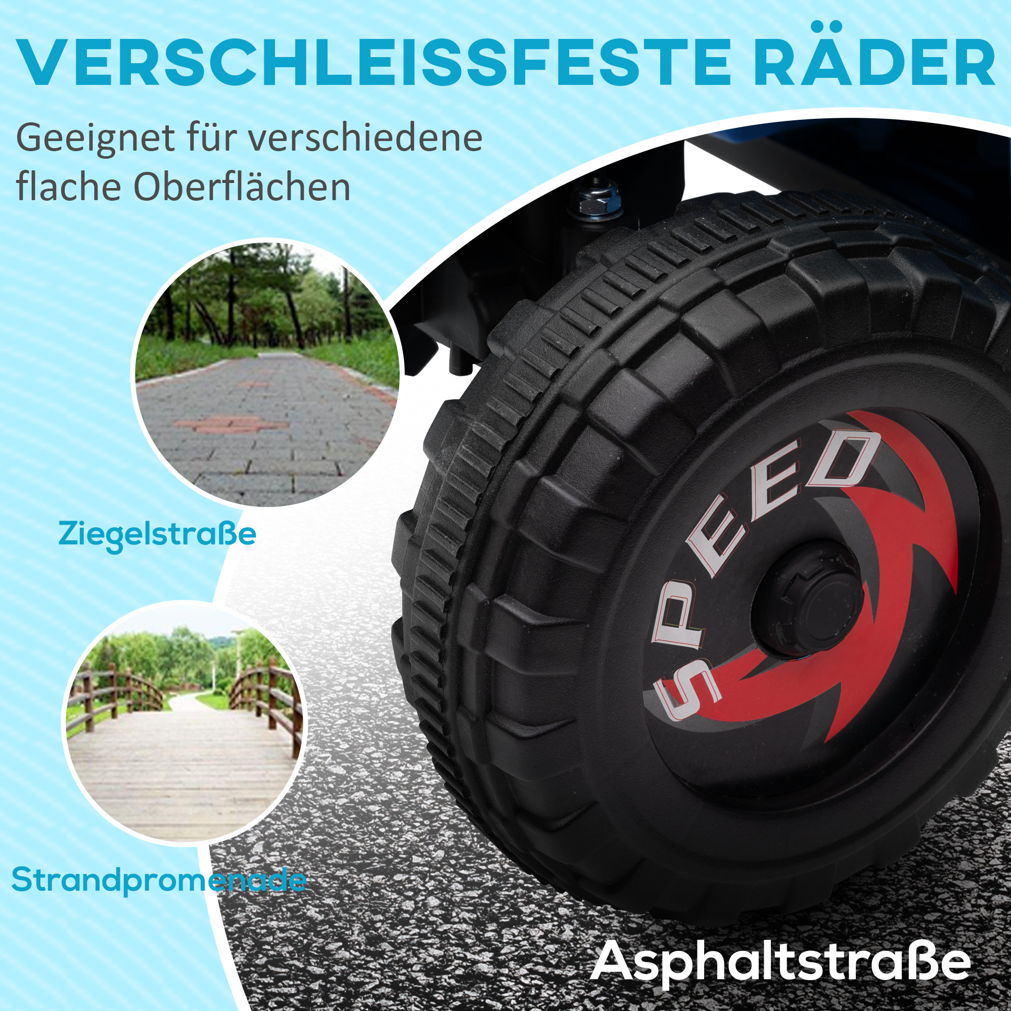 Elektro-Kinderquad, 2,5 km/h, Vorwärts- & Rückwärtsgang, für 18-36 Monate, Blau