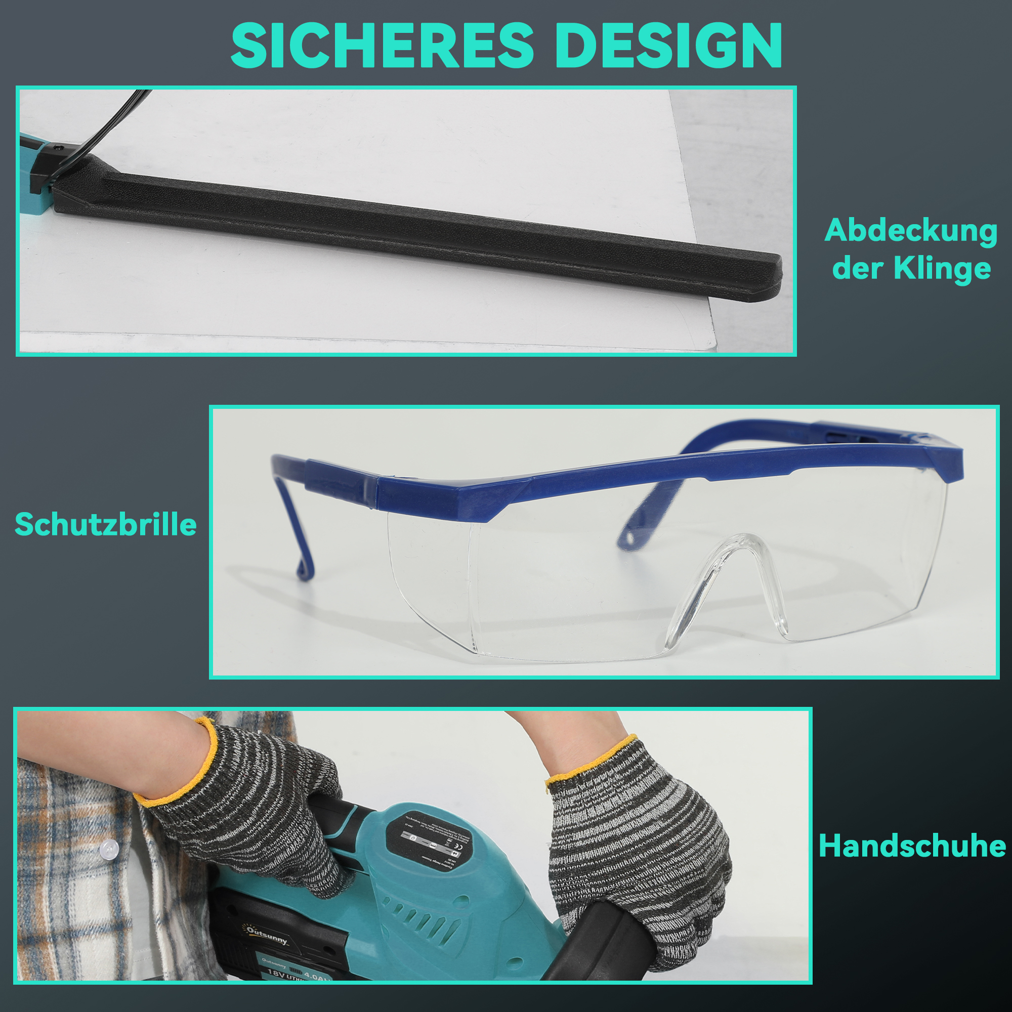 Elektro Heckenschere Akku Heckenschneider mit 51cm Schnittlänge Motor, Akku Blau