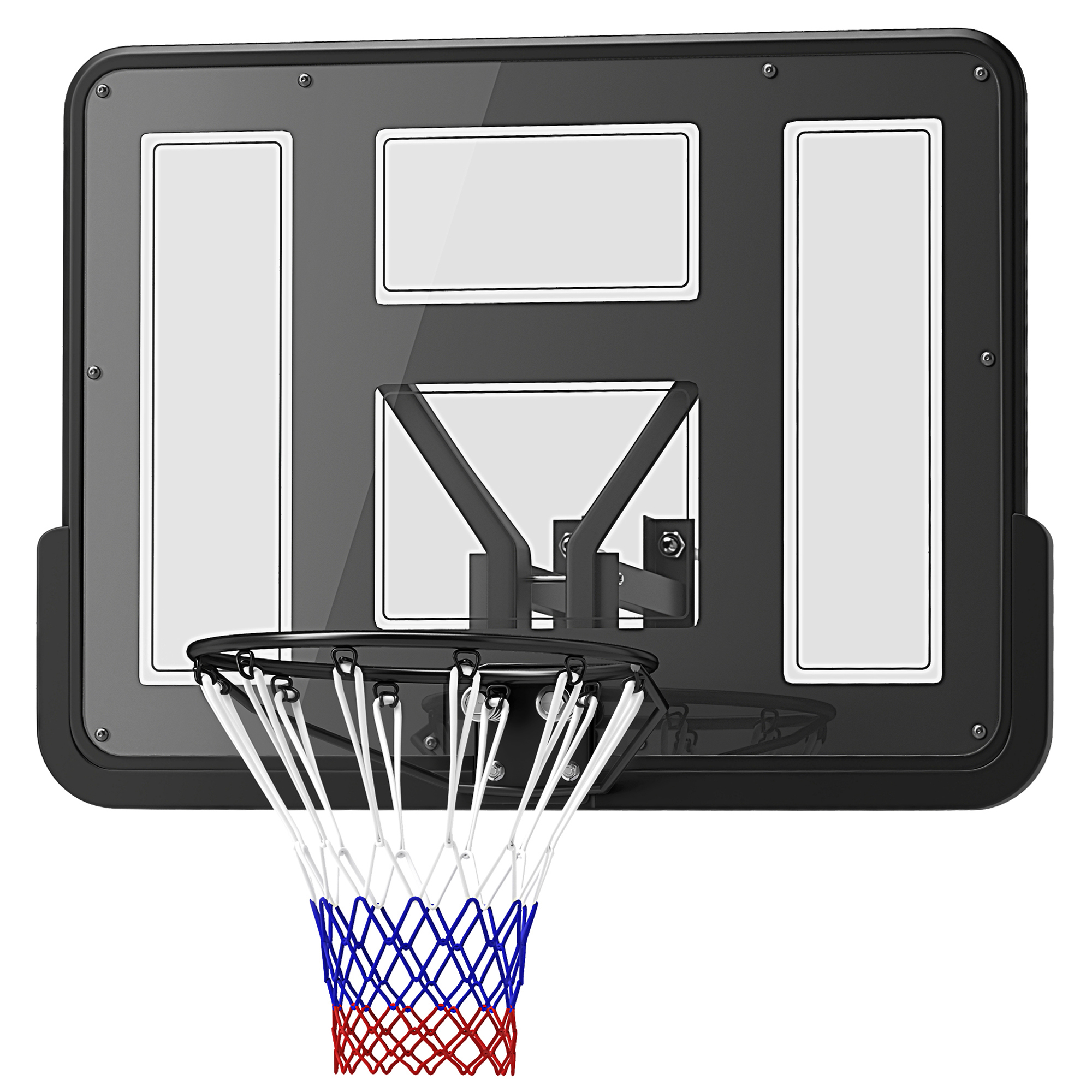 Wandmontierter Basketballkorb, Reißfestes Netz, wetterbeständig, widerstandsfähig, für drinnen und draußen, Schwarz