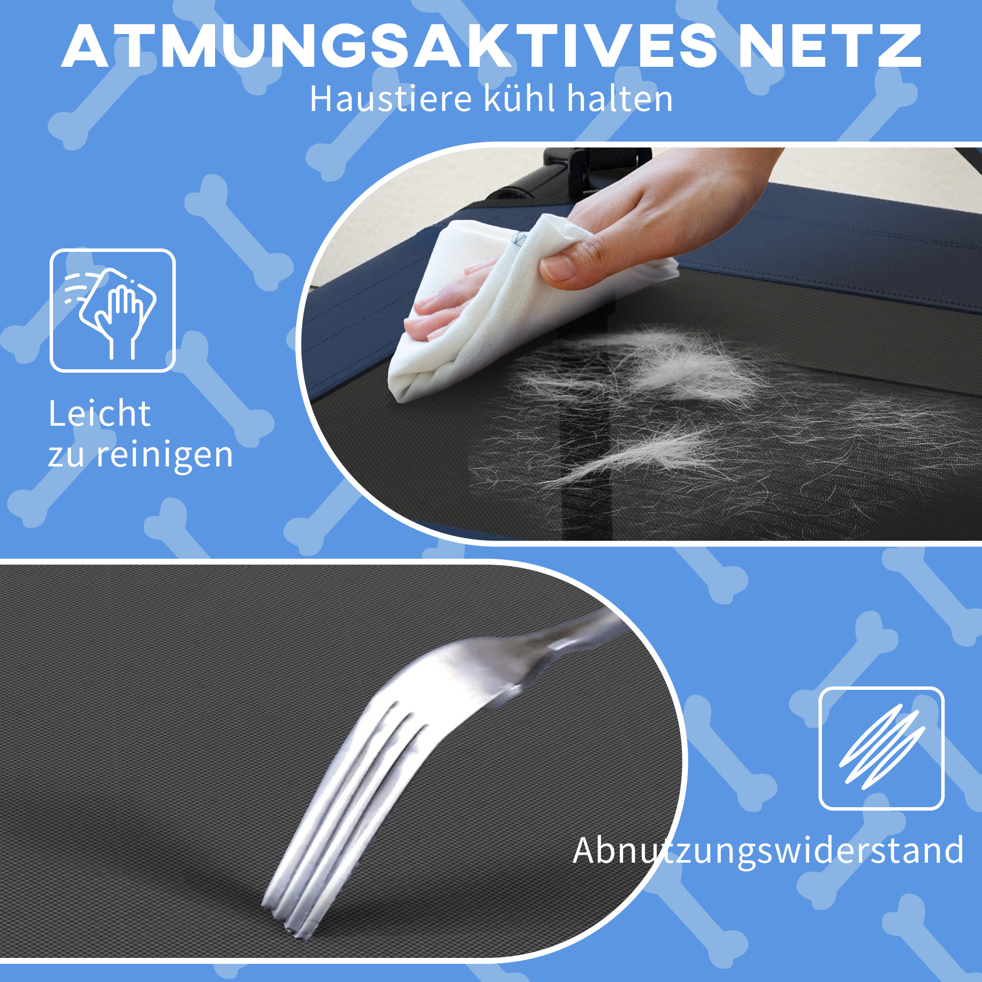 Hundebett mit Dach, atmungsaktiv, wasserabweisend, bis 20 kg, 76 x 61 x 69,5 cm, Dunkelblau