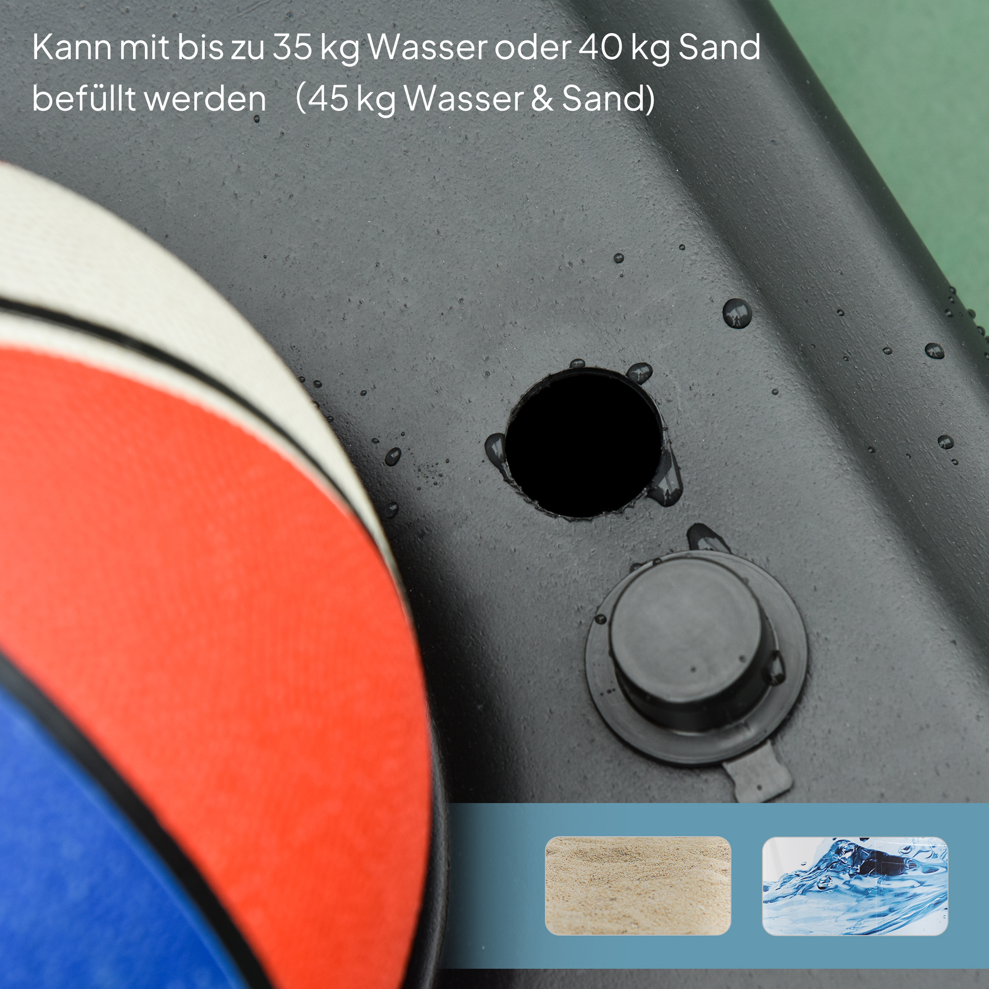 Basketballkorb Outdoor für Jugendliche, 160-210 cm Höhenverstellbarer Basketballständer mit Rollen