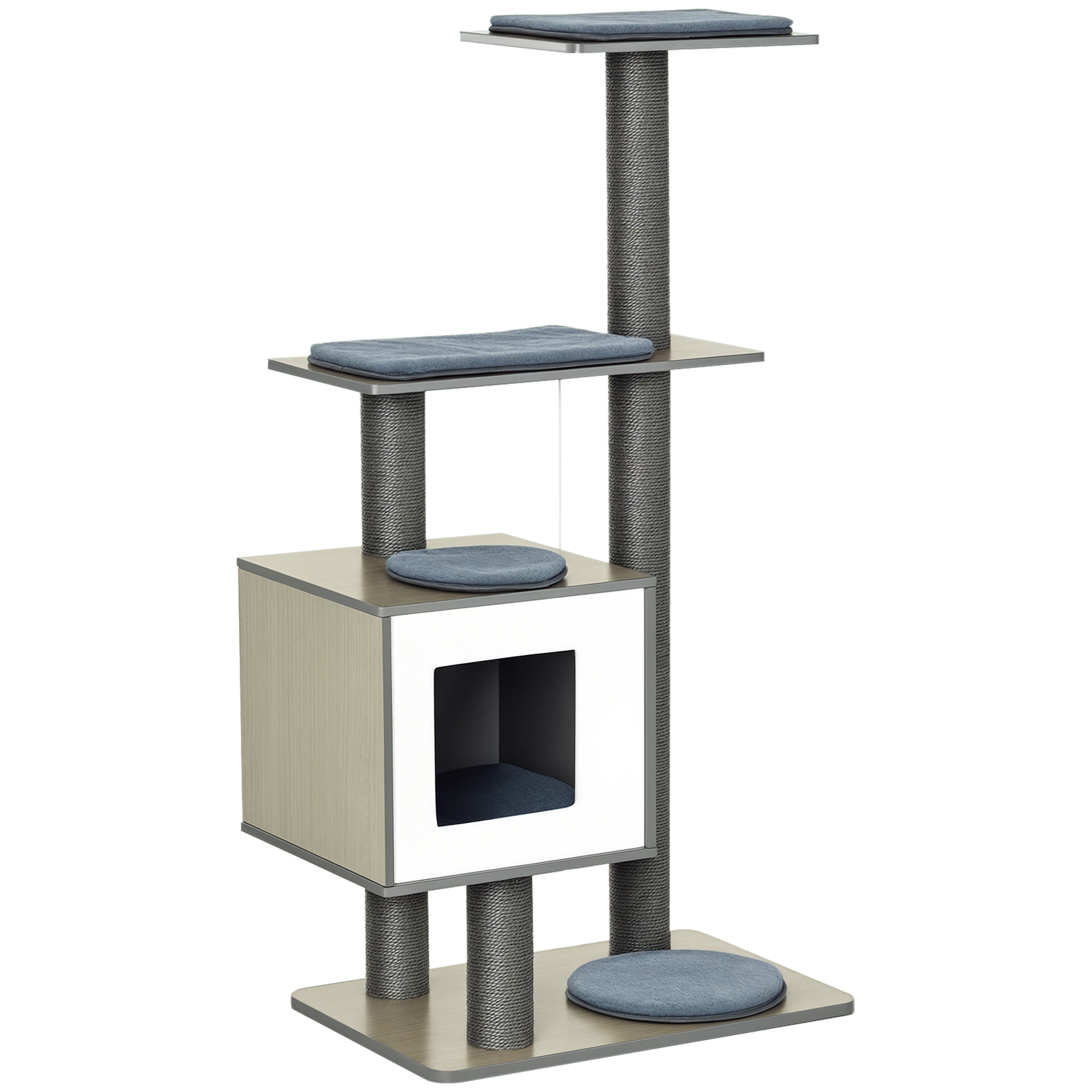 Katzenkratzbaum Katzenbaum Katzenspielzeug Kletterbaum Sisal Polster Liegefläche mit Ball Grau 71,5 x 49,5 x 120 cm