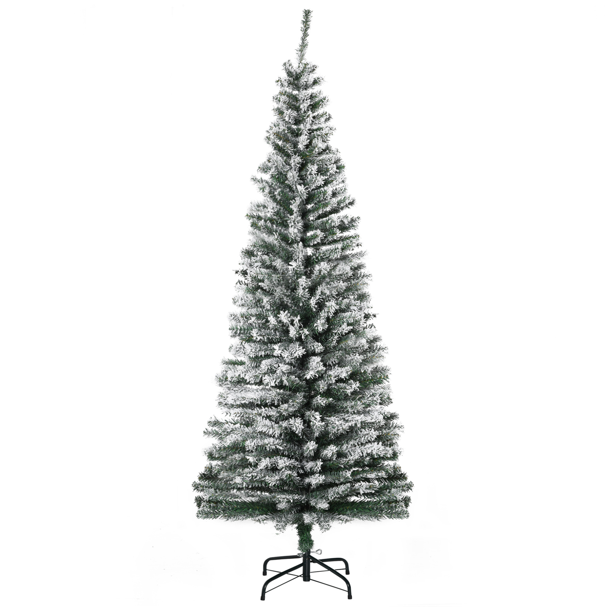 Künstlicher Weihnachtsbaum 180 cm Bleistift Kiefernbaum mit Schnee, 492 Spitzen für drinnen