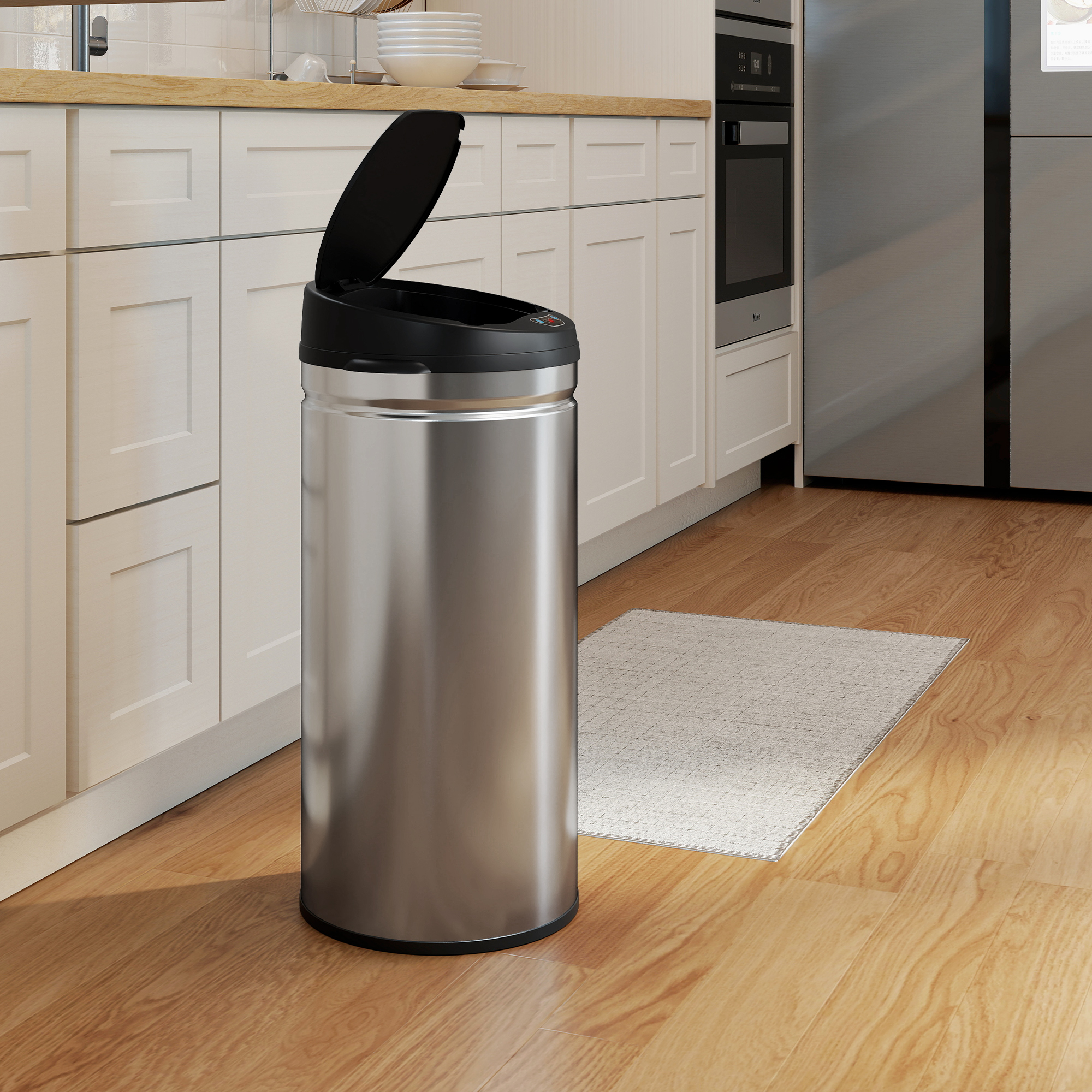 42 Liter Sensor-Mülleimer mit Soft-Close-Funktion, berührungsfreier Abfalleimer aus Edelstahl für hygienische Küchen