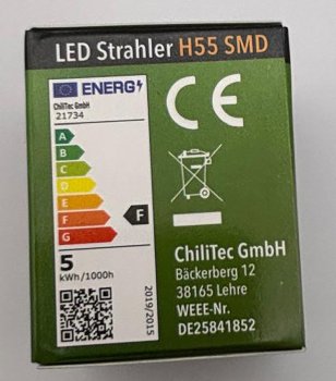 LED Strahler MR16 "H55 SMD" / 120°, 4000k, 440lm, 12V/5W, neutralweiß