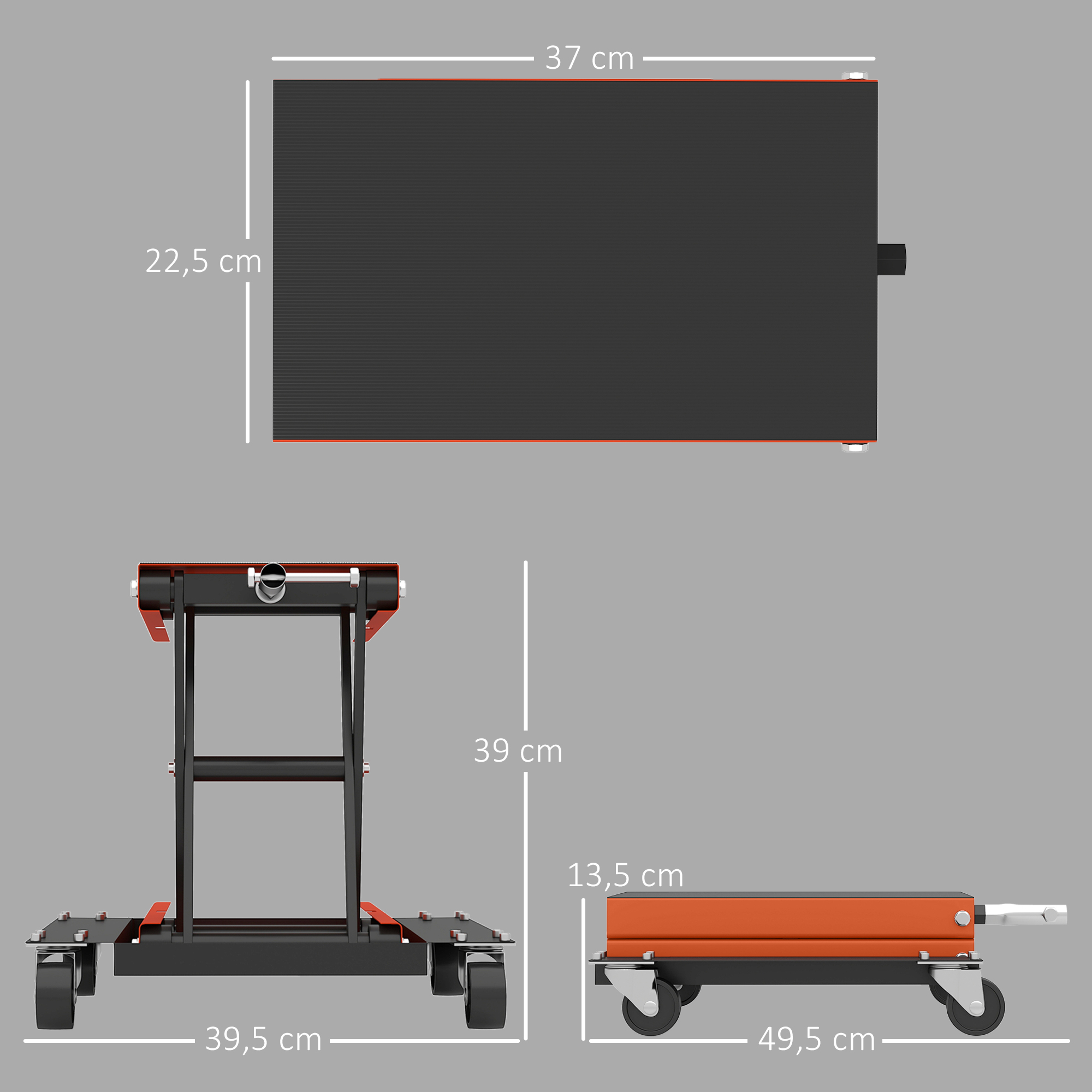 Motorradheber 500 kg Belastbar Motorradhebebühne 135-390 mm Höhenverstellbar Stahl Orange