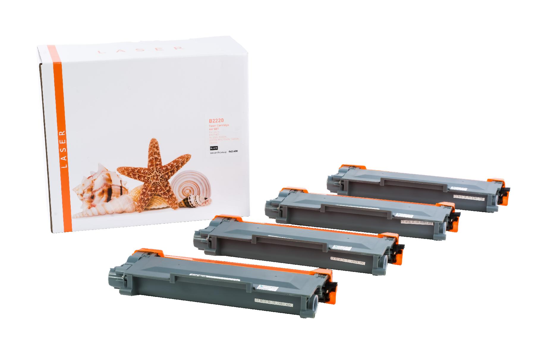 4er Set TN2220 alternativ Toner black für Brother / TN2220 / 4x2.600 Seiten