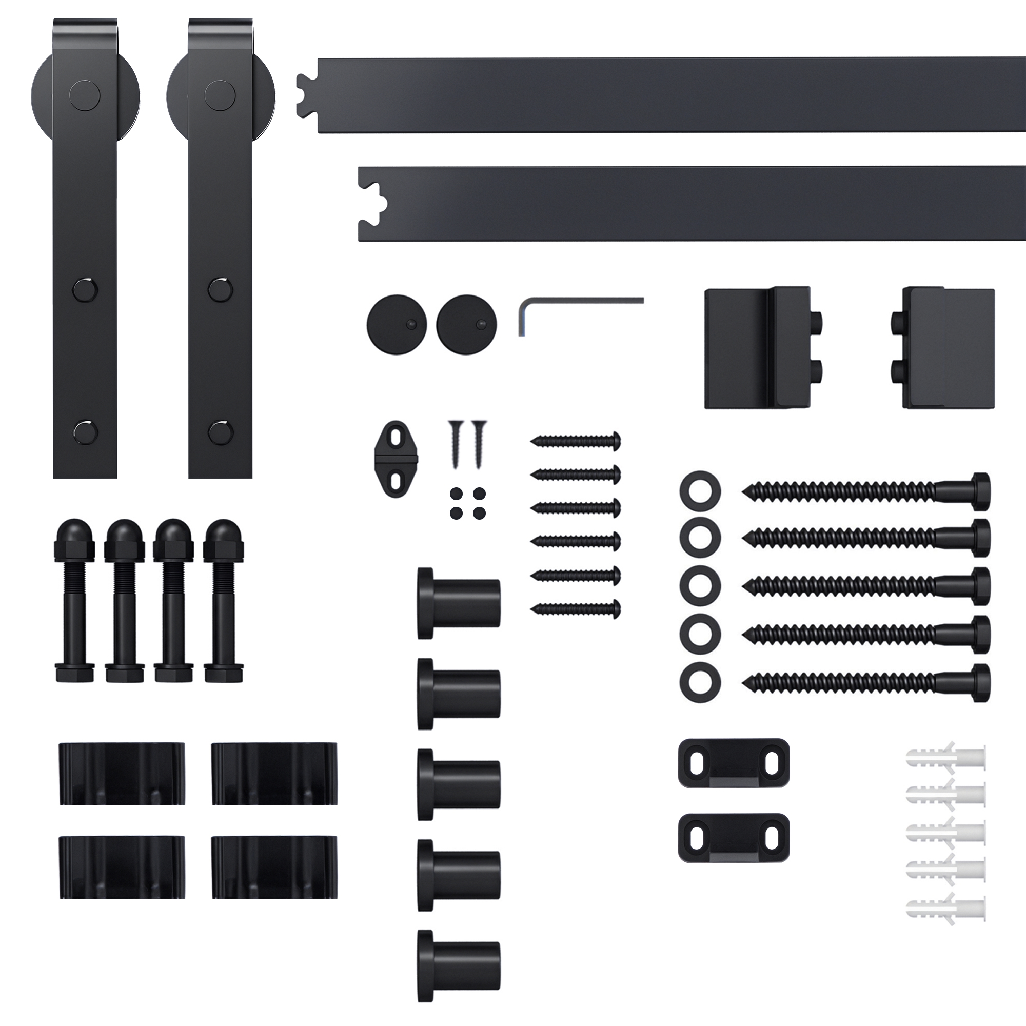 Schiebetüren-Beschlagsatz,  paltzsparend, leise, universell einsetzbar, 200 cm x 40 cm x 0,6 cm, Schwarz