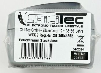 Feuchtraum Steckdose, IP44, 250V~/ 16A, inkl. AP-Rahmen, grau