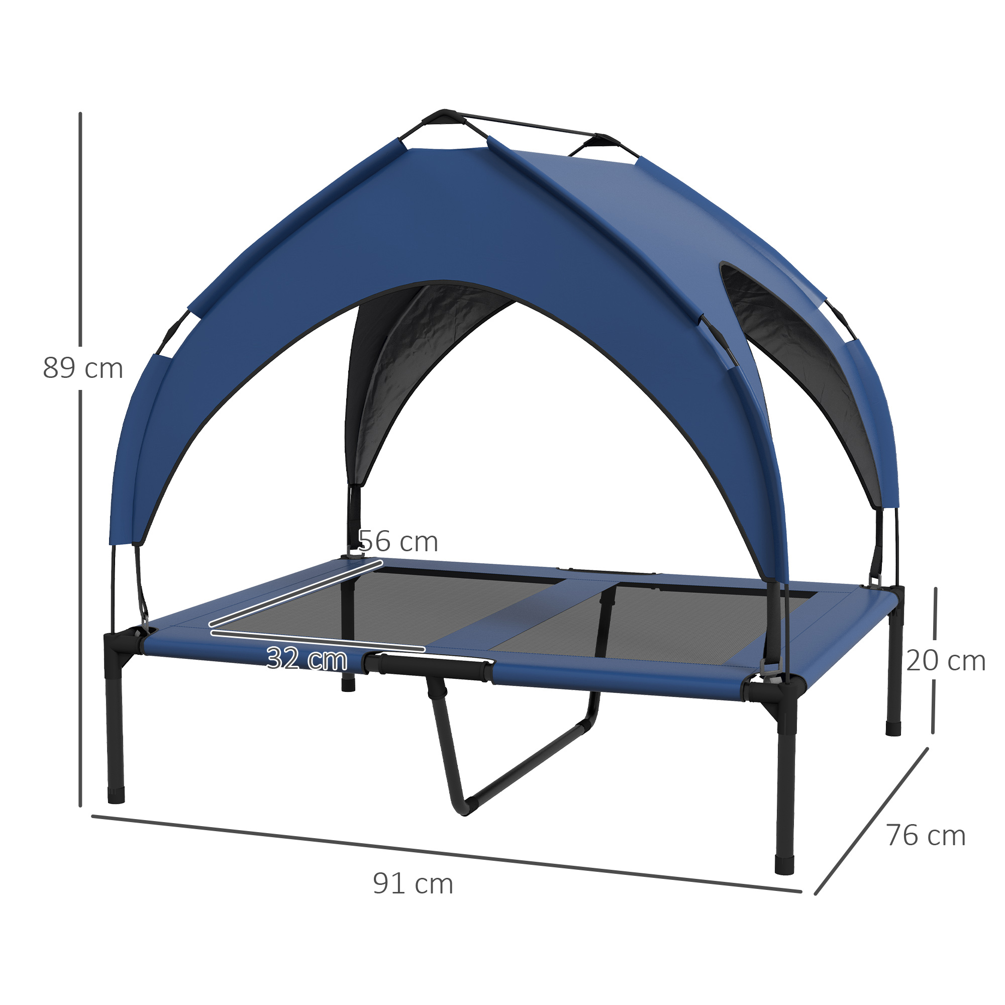 Hundebett mit Dach, atmungsaktiv, wasserabweisend, bis 30 kg, 91 x 76 x 89 cm, Dunkelblau