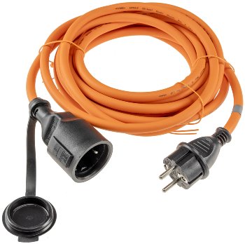 Verlängerungskabel 5m, IP44, Orange / H07RN-F 3G1,5 , Stecker / Kupplung
