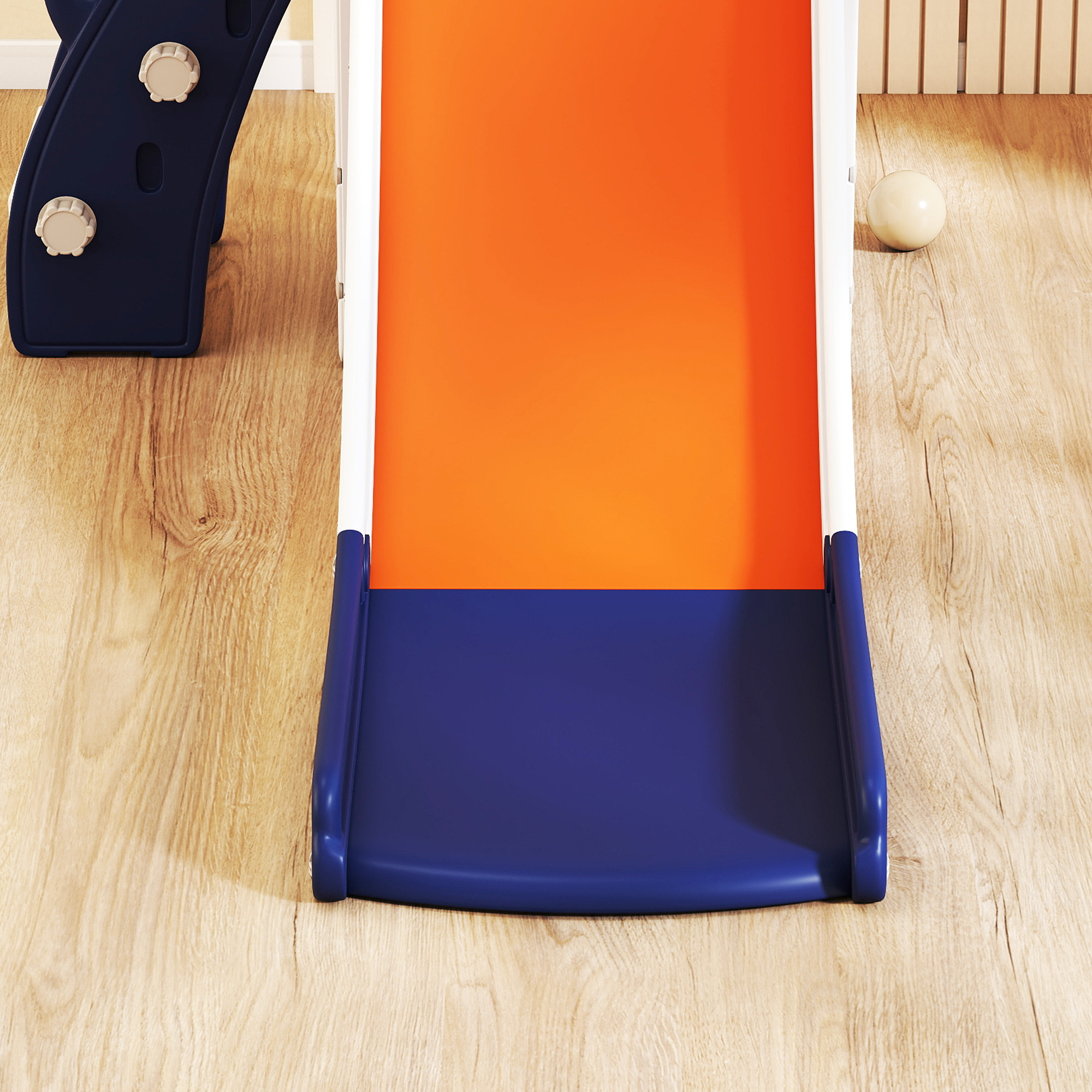 5-in-1 Kinderrutschenset, Teleskop, Basketballkorb, Kunststoff, Orange+Dunkelblau