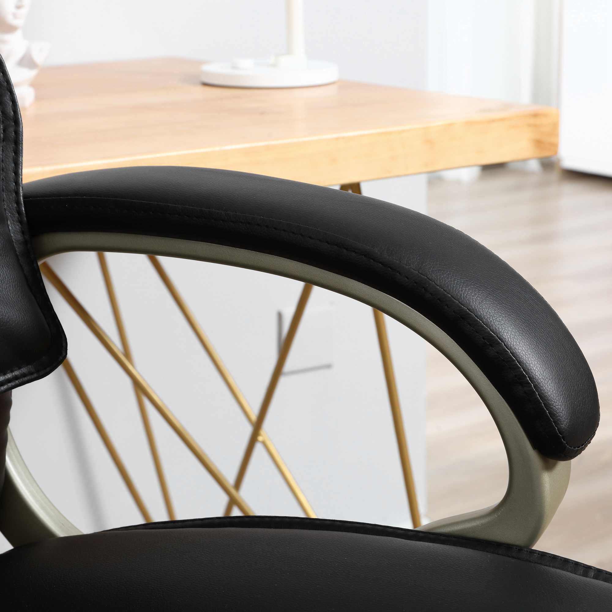Bürosessel Chefsessel mit Wippfunktion Bürostuhl Schreibtischstuhl Ergonomischer Drehstuhl Sportsitz Hoher Rückenlehne Schwarz Kunsterleder Metall 70 x 58 x 114–124 cm