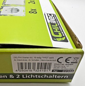 DELPHI Starter-Kit, 16-teilig "PRO",weiß, 8x Steckdose, 2x Schalter, Klemmanschluß