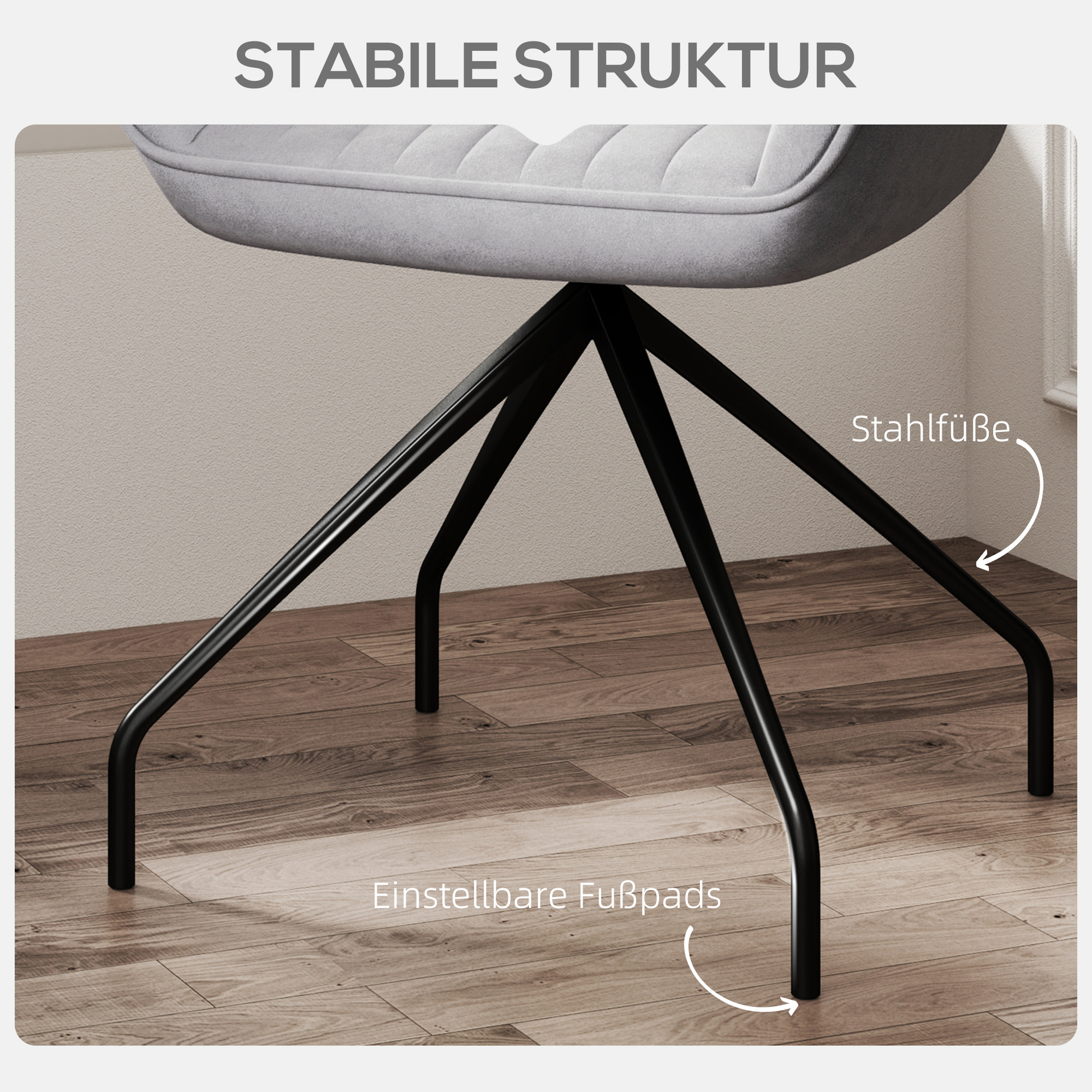 Drehbarer Armstuhl, Moderner Akzentsessel mit Metallbeinen für Wohnzimmer, Schlafzimmer, Büro, Grau