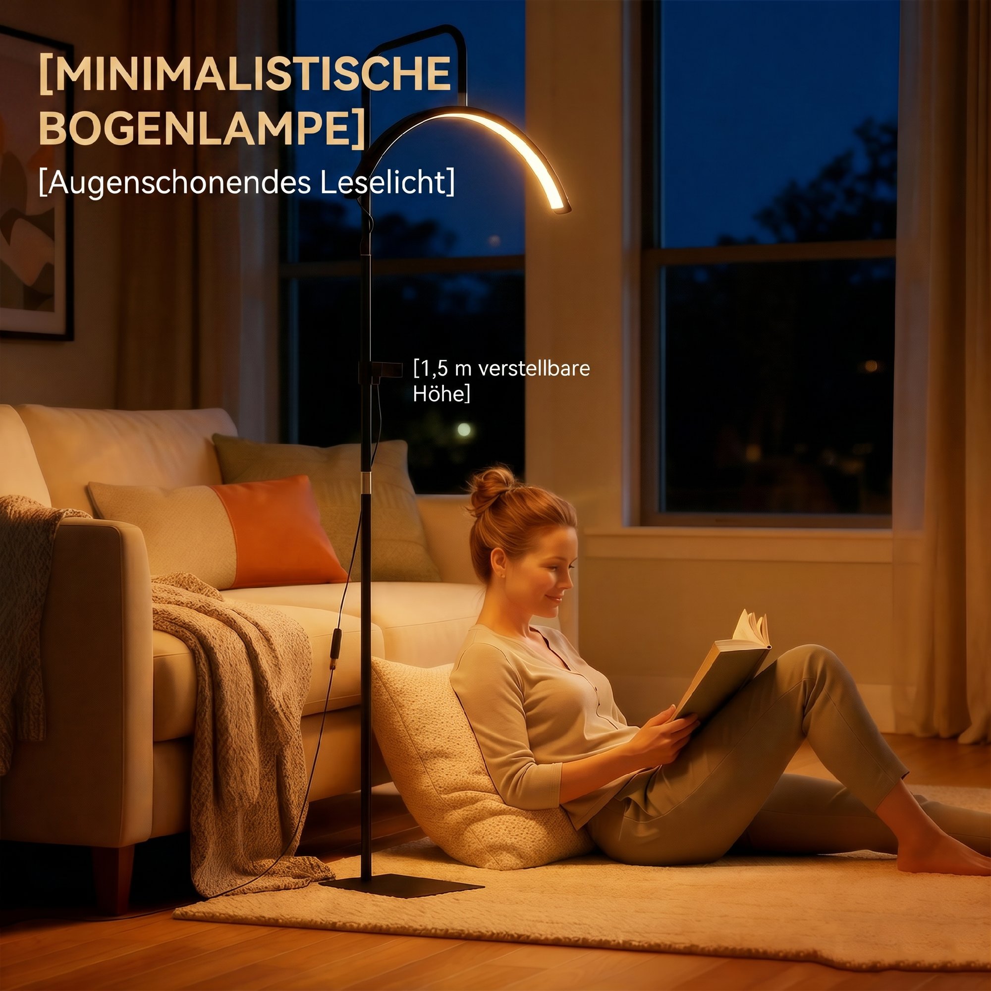 LED Halbmond Wimpern Lampe mit Telefonhalter 350° Drehbar Beauty-Ringlicht Warme Lampe mit Einstellbar Höhe