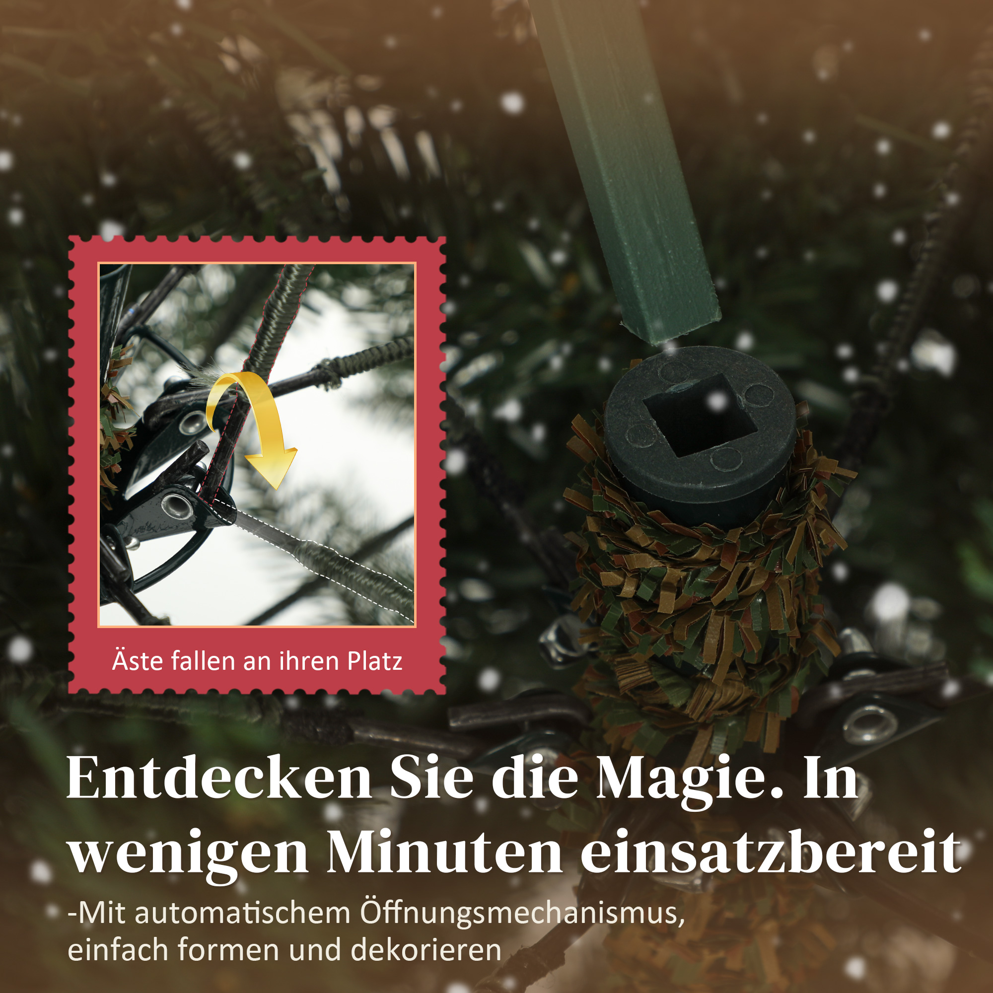 Künstlicher Weihnachtsbaum, 180 cm, dichte Zweige, realistisches Aussehen, flammenhemmend, Kunststoff, Metall, Grün