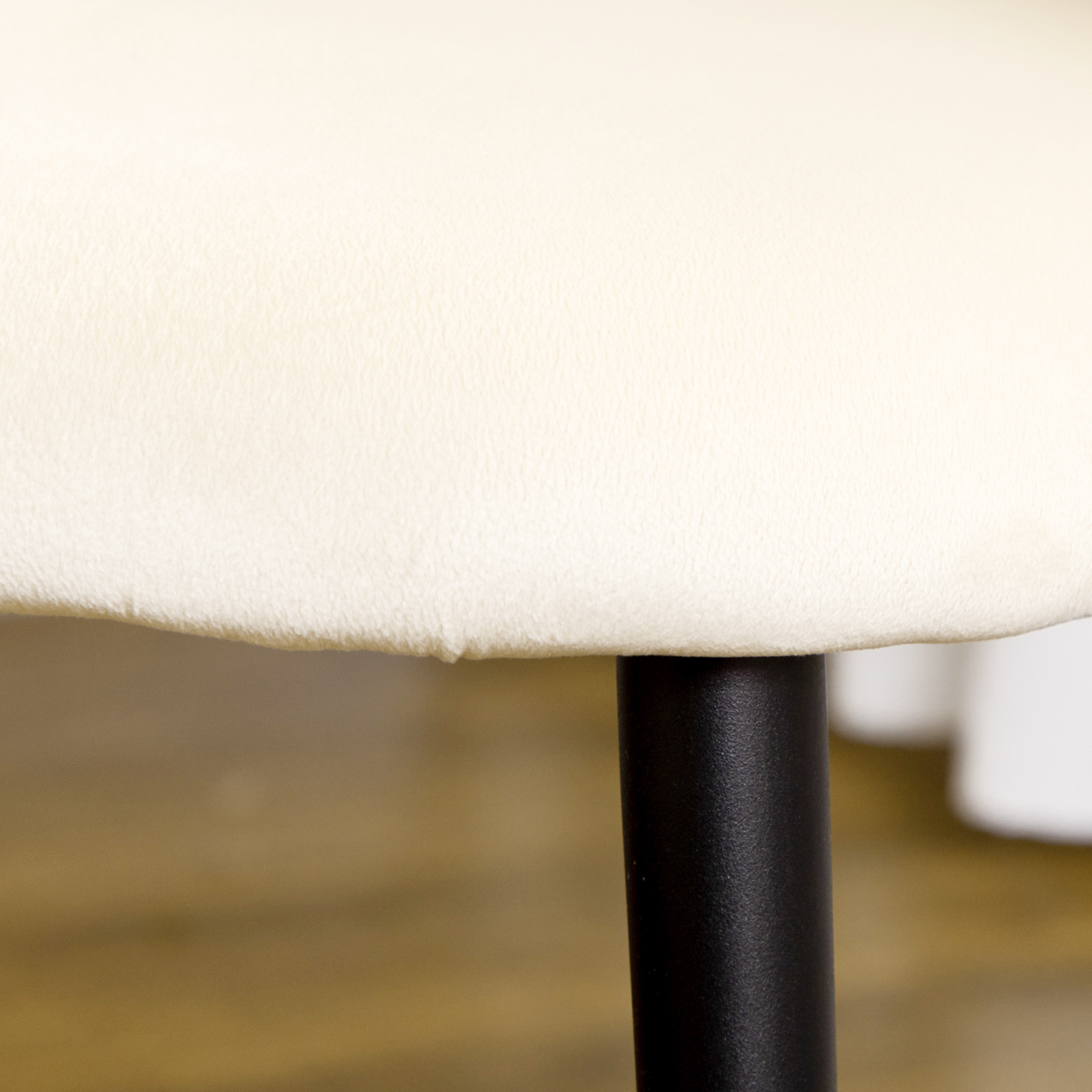 2er-Set Esszimmerstühle im Skandi-Design, Küchenstühle, Samptoptik, Creme + Schwarz