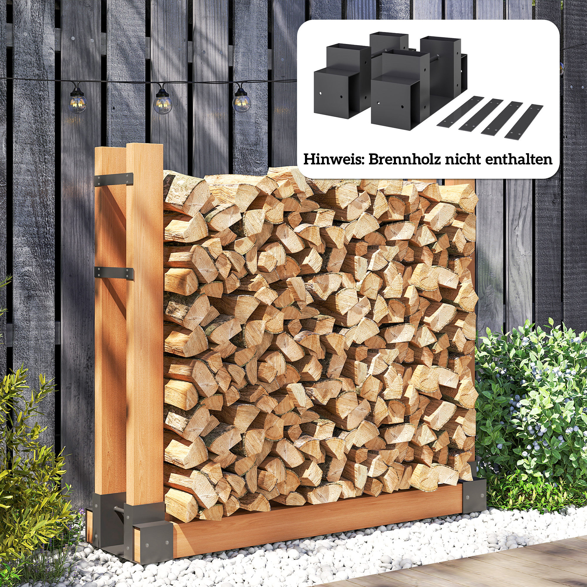 2er Set Kaminholzregal für innen 33,5 x 10 x 15,5cm Brennholzregal mit verstellbar Länge Metall Schwarz