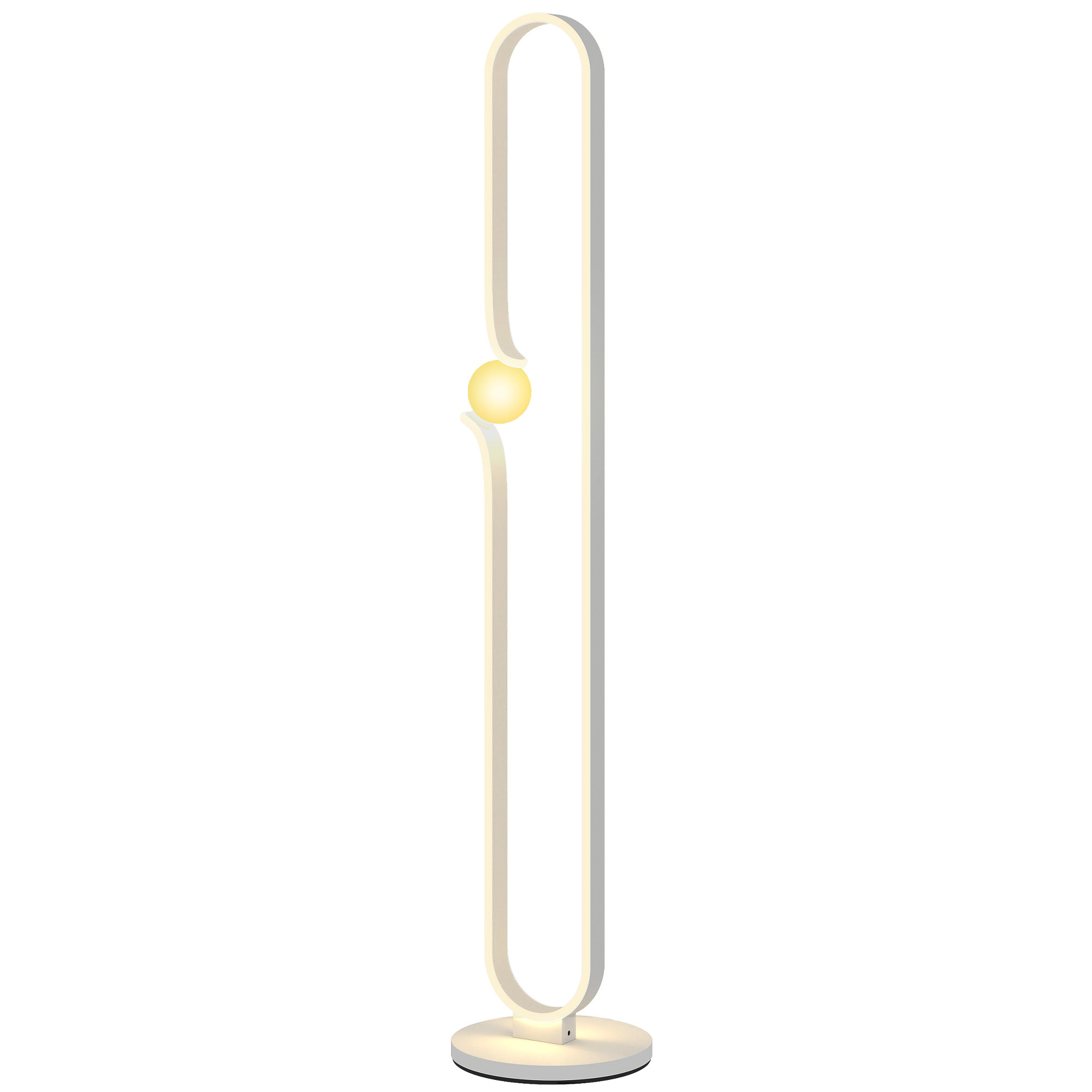 LED-Bodenlampe, Musiknoten-Design, Glasschirm, Metall, Kunststoff, Weiß