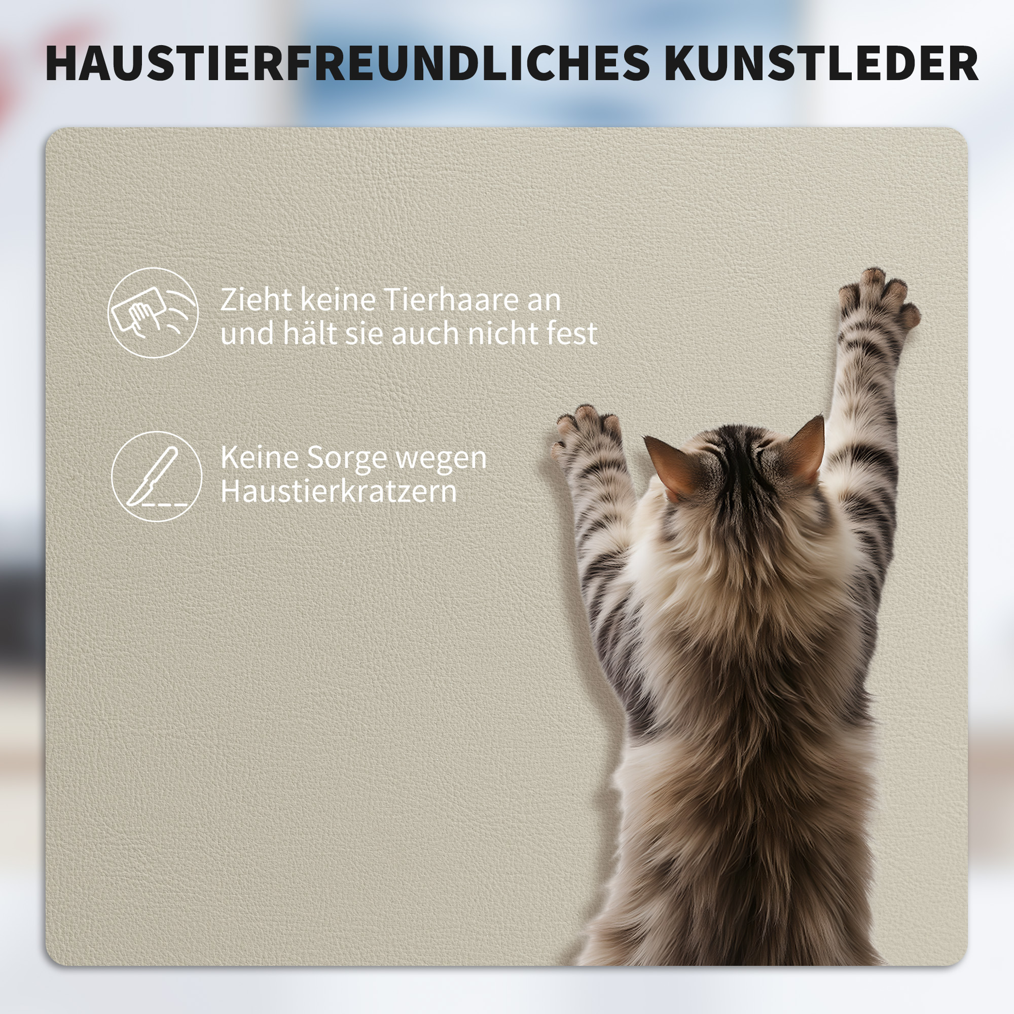Bürostuhl mit tierfreundlichem Kunstleder-Bezug, Fußstütze, höhenverstellbar, rollbar, Beige