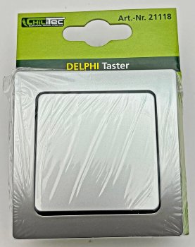 DELPHI Taster / 0-250V~/ 10A, inkl. Rahmen, UP, silber