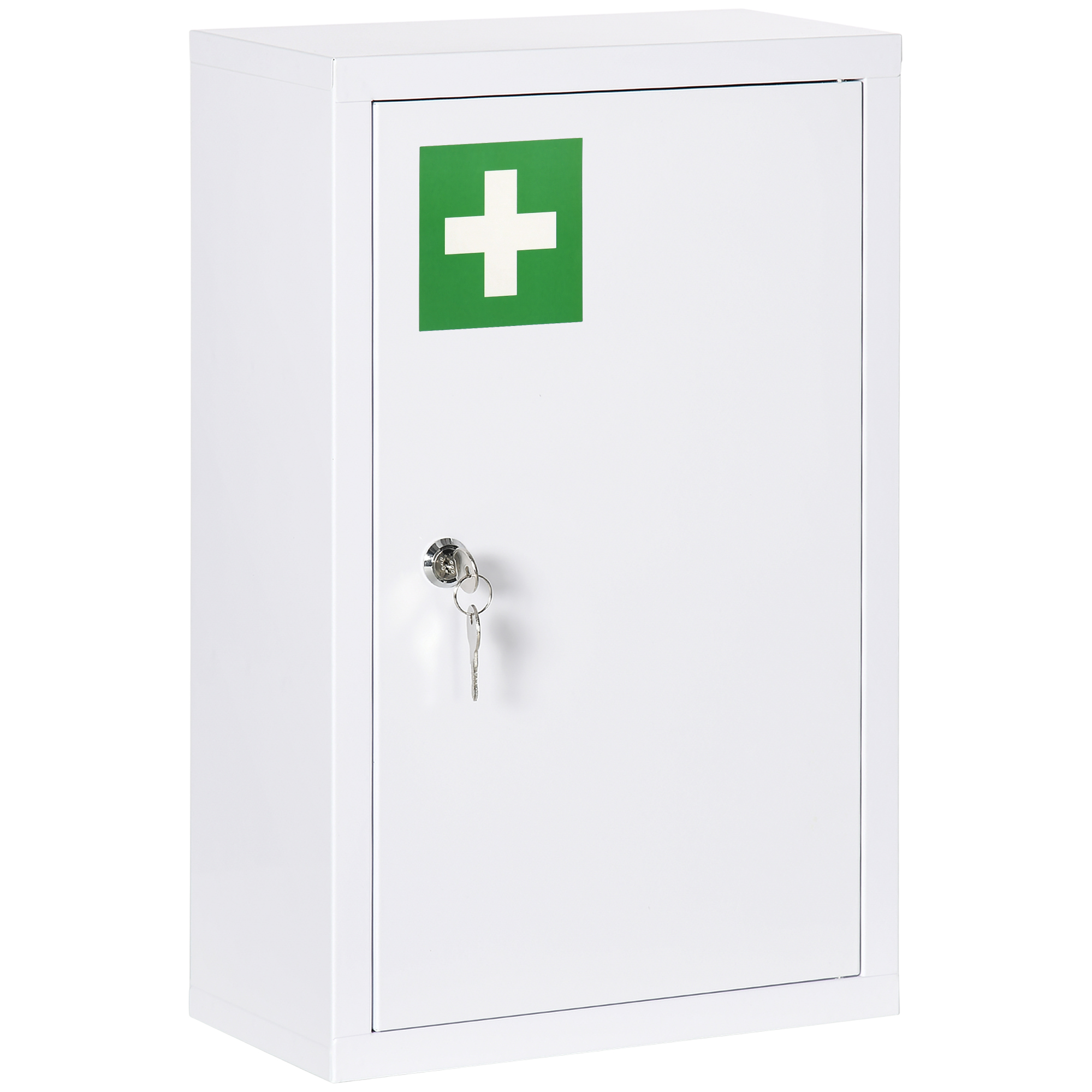 Medizinschrank, abschließbar, Einlegeböden, Stahlgehäuse, 30x14x46 cm, Weiß
