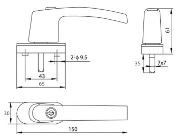 Abschließbarer Fenstergriff, weiß / 2 Schrauben, 2 Schlüssel